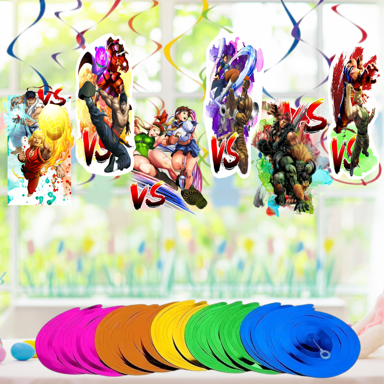 STREET FIGHTER balloon Cupcake Topper Party Decoration Supplies birthday banner