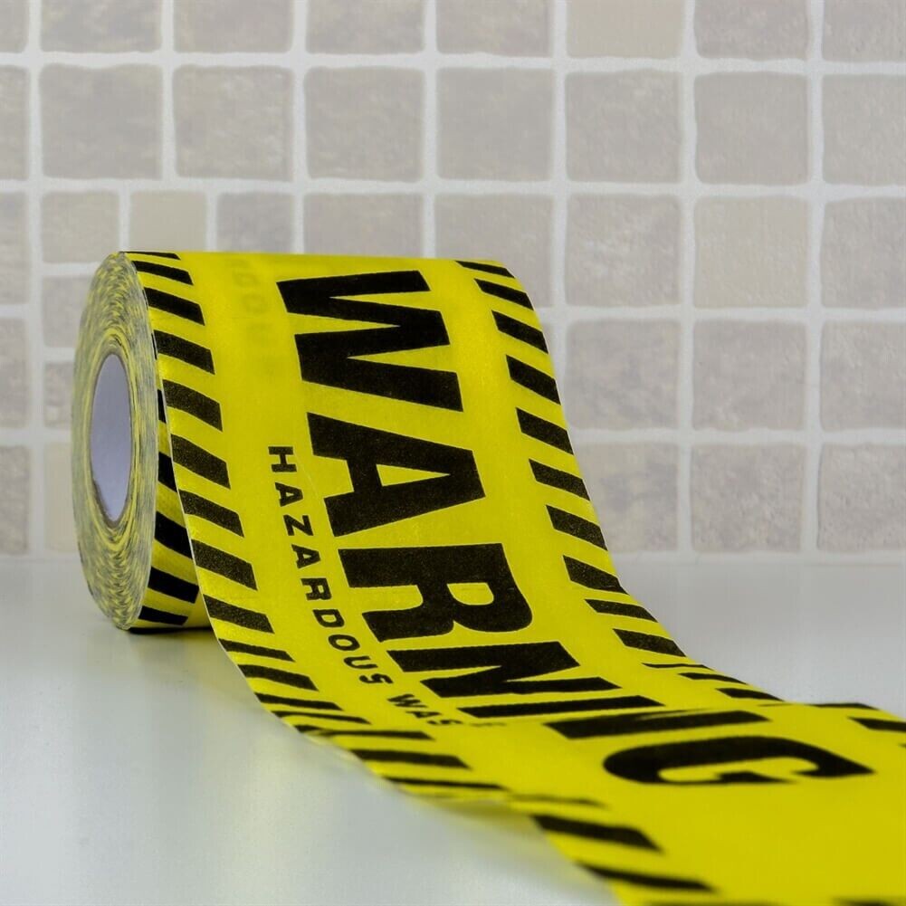 WARNING HAZARDOUS WASTE Toilet Paper Roll – Halloween Party Bathroom Potty Joke