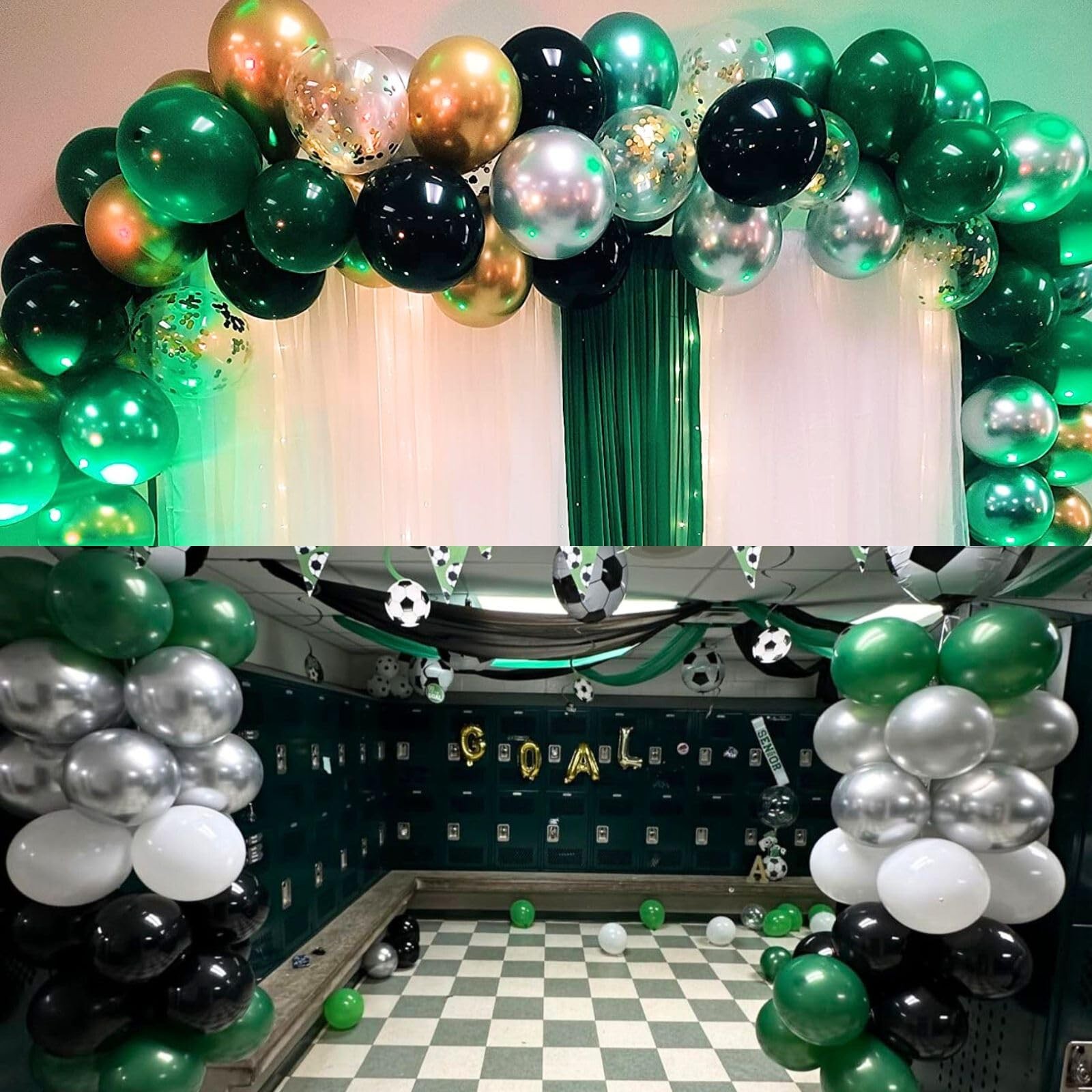 Green Black Balloons Dark Green Black Silver Confetti Balloons 35 Pcs 12 Inch…