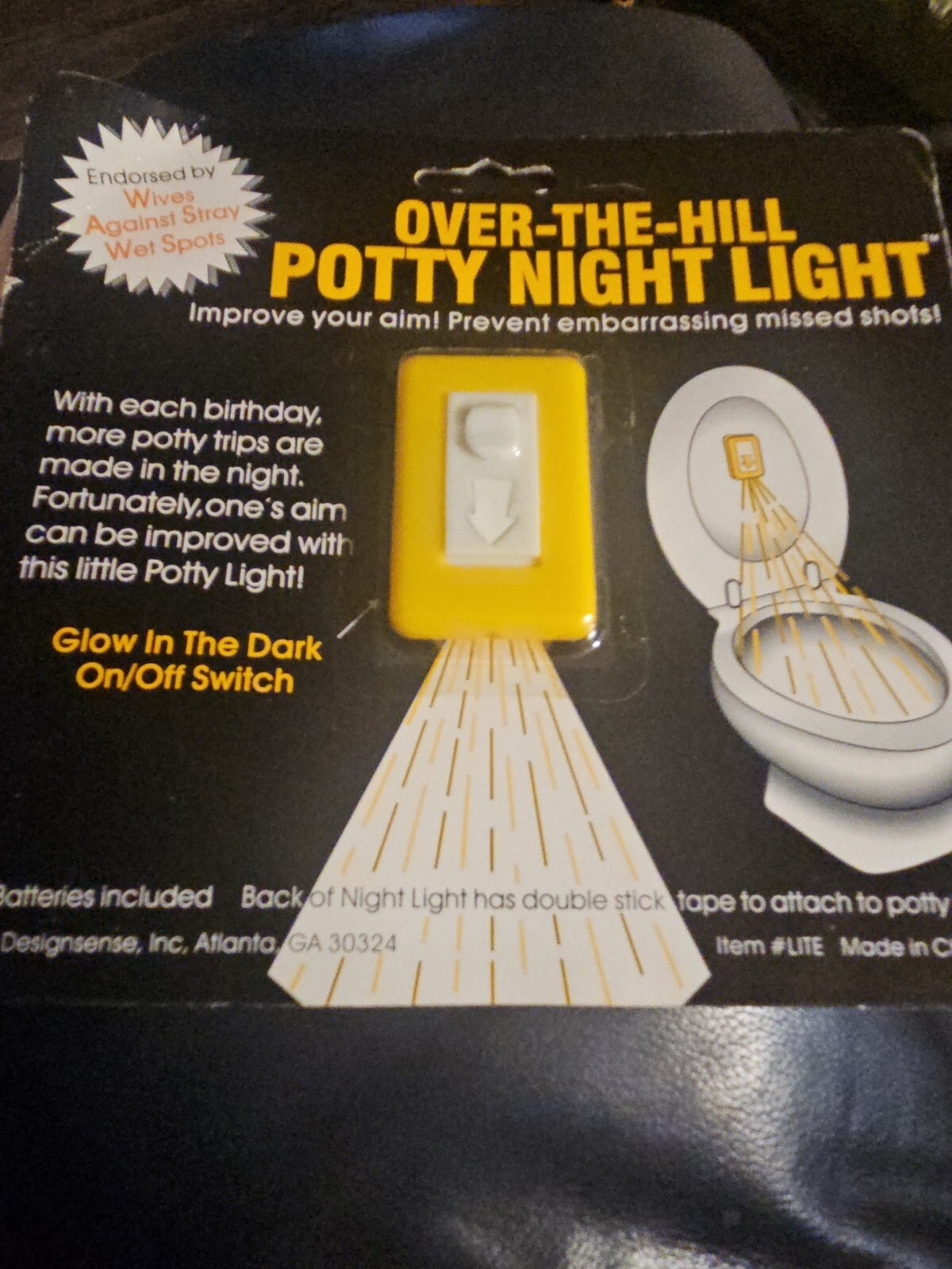 Night Light for Potty Seat Over The Hill New Gag Gift Toilet Bathroom Humor