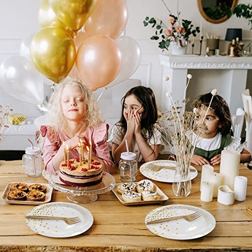 White and Gold Paper Plates Napkins Party White Gold Dot Paper Plate