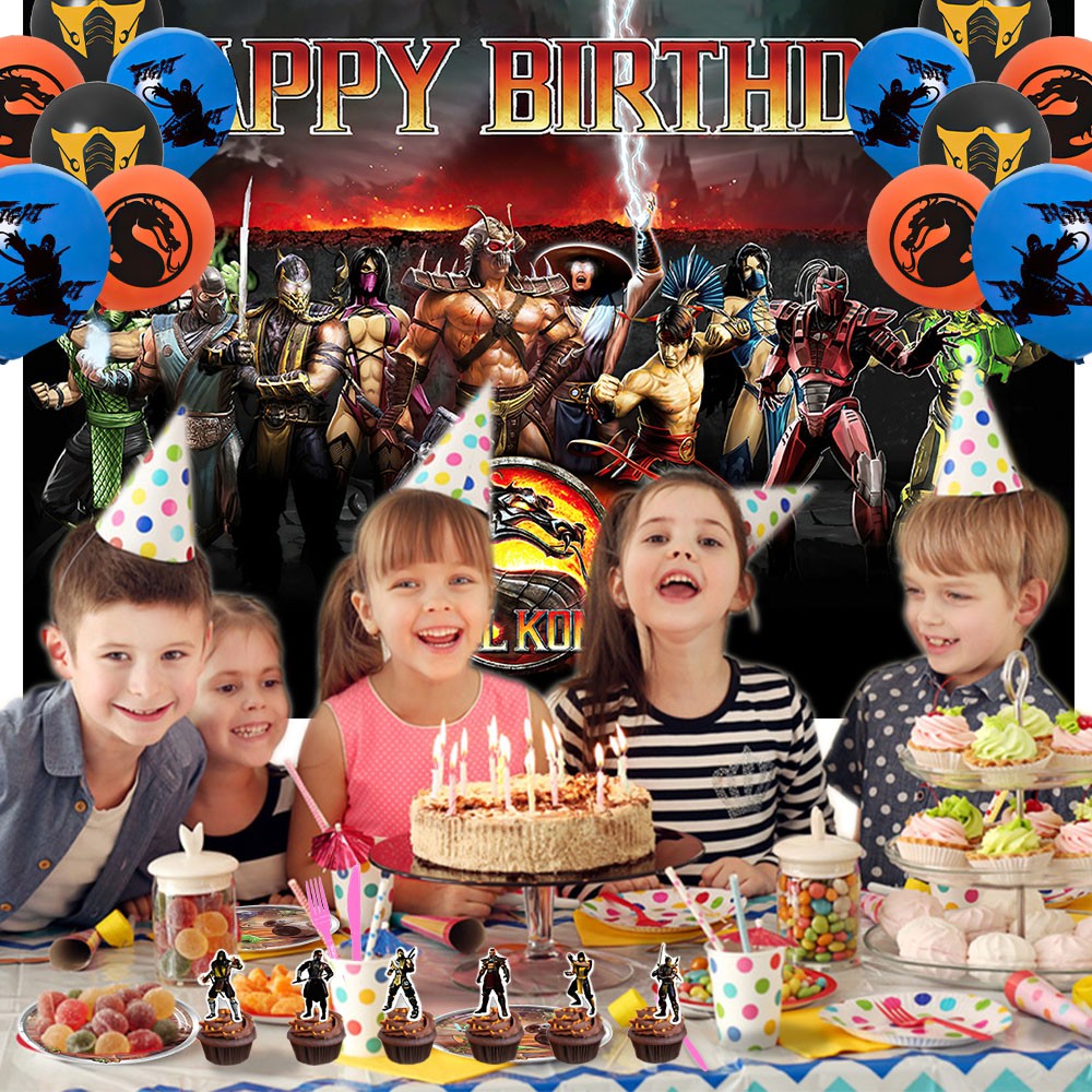 Mortal Kombat Party Supplies Birthday Decor Set Balloons Cake Toppers Banner