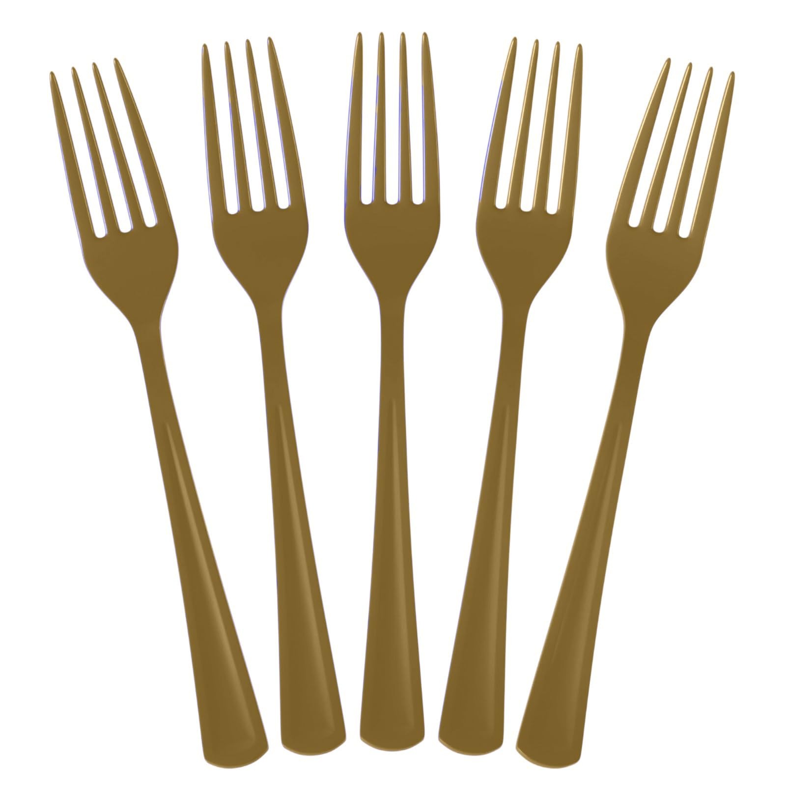 Gold Plastic Forks 100 Pieces Gold Forks Disposable Utensils Heavy Duty Plast…