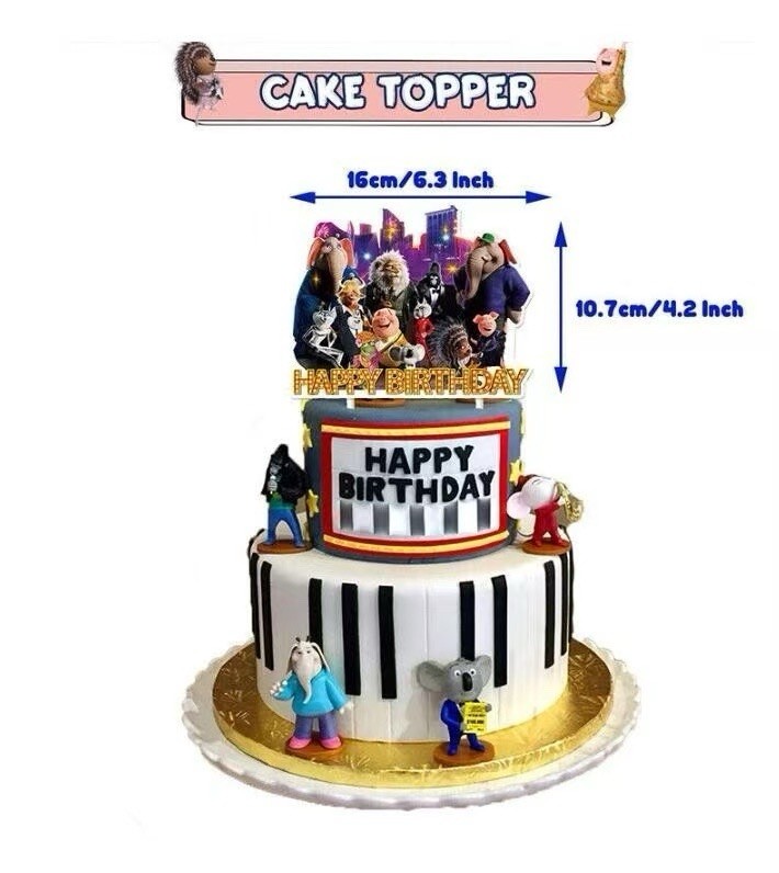 Sing 2 Theme Birthday Party Supplies Set Include Banner Balloons Cake Toppers