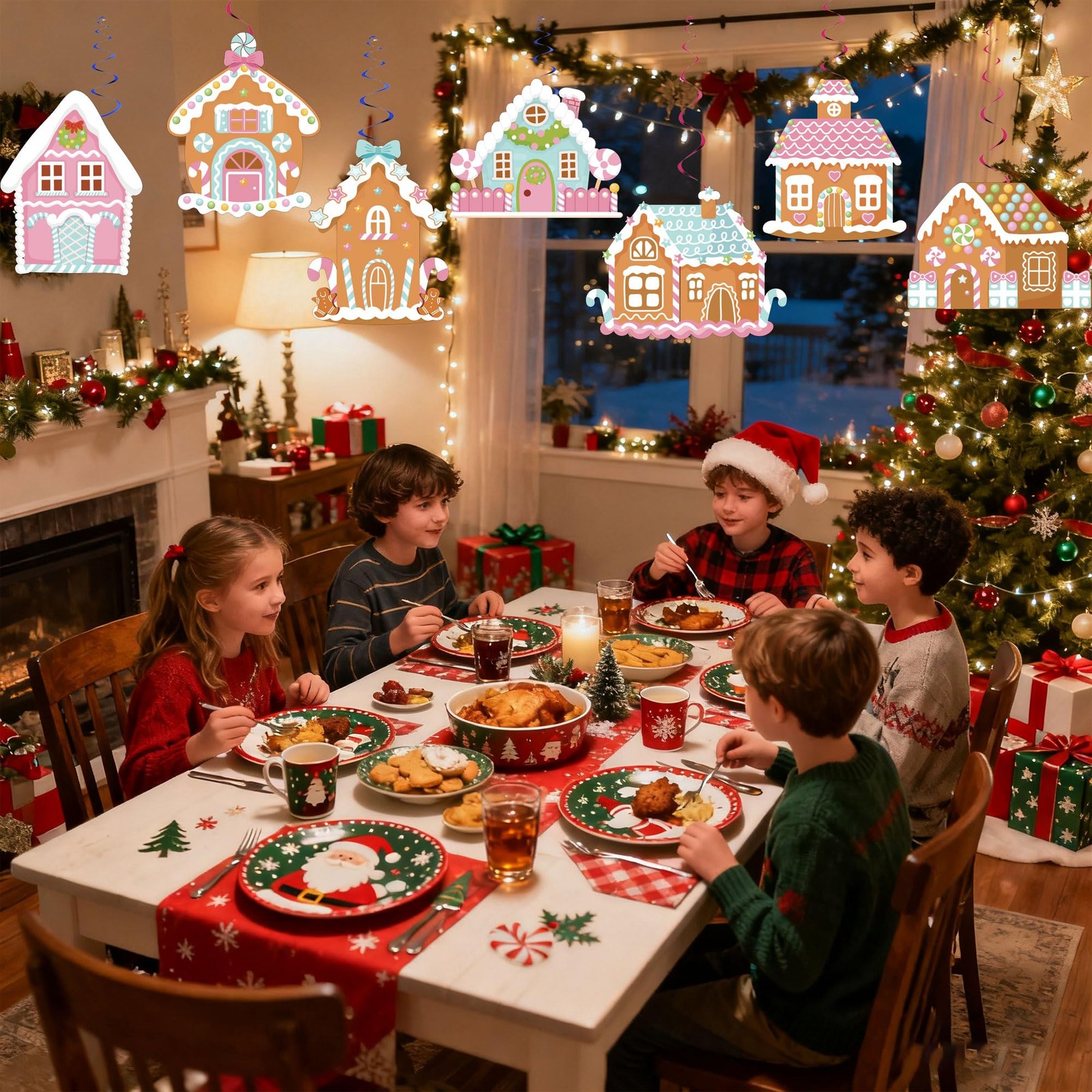 Gingerbread House Theme Party Hanging Swirls Ceiling Streamers Christmas Decor