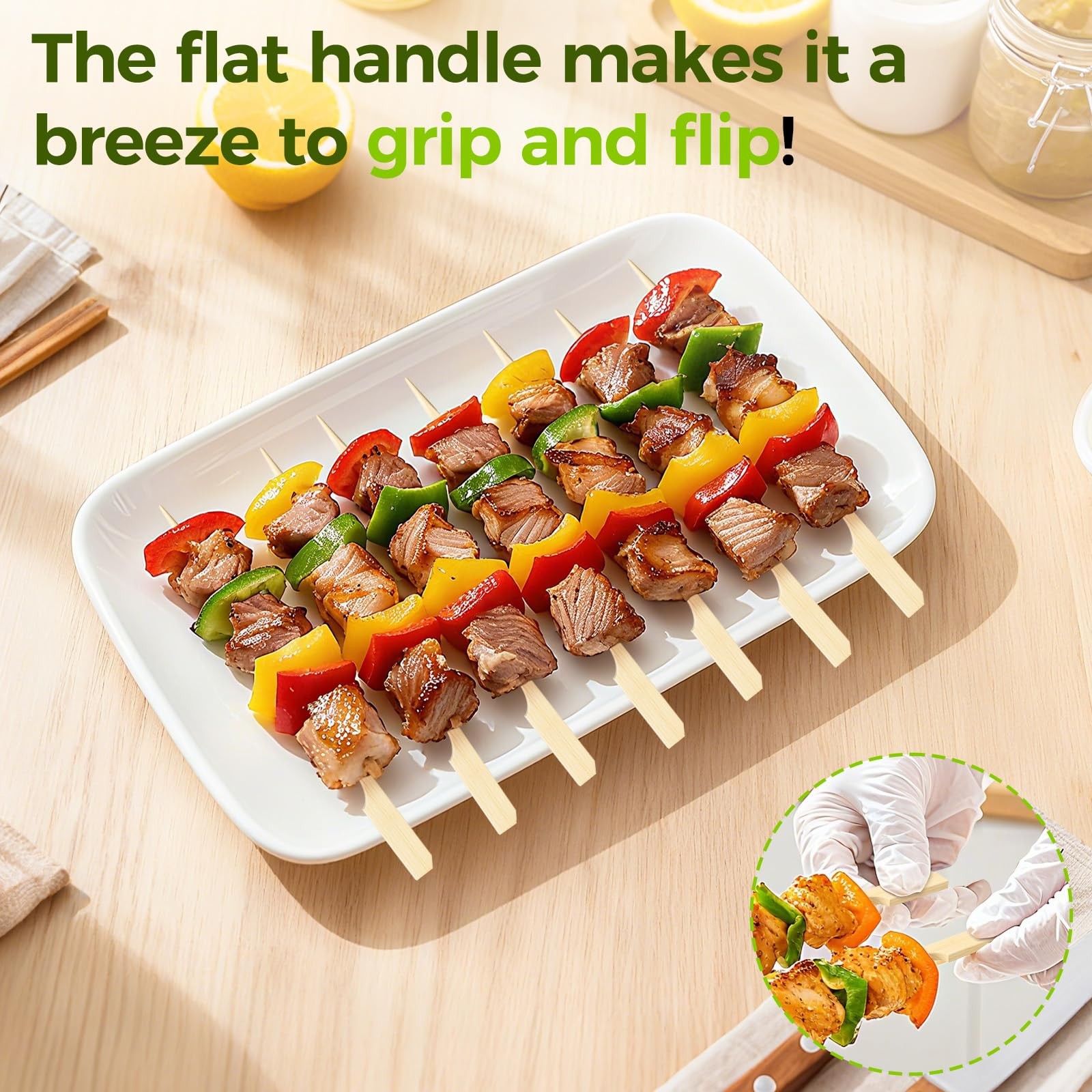 300 Pack Bamboo Appetizer Skewers 4.7 Inch – Cocktail Picks for Appetizers, C…