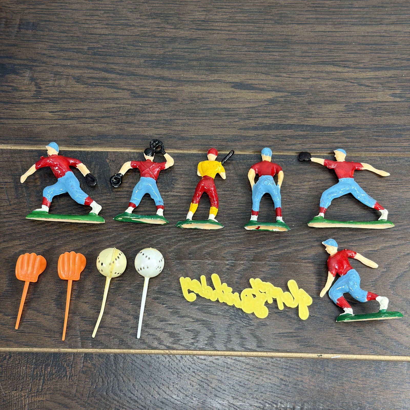 Vintage Lot of 11 Hard Plastic Baseball Cake Toppers Decoration Figures Toy 70’s
