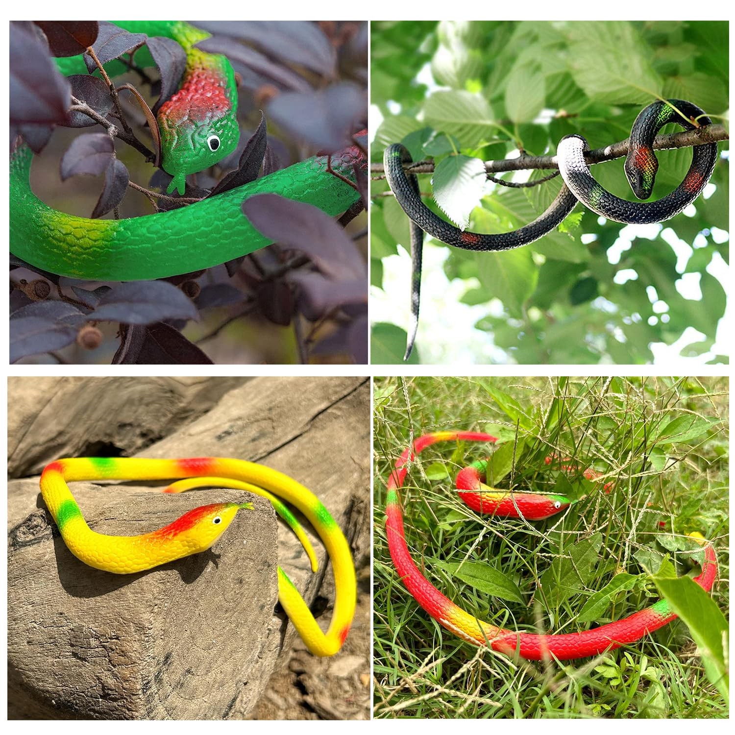 Realistic Rubber Snakes to Keep Birds Away – 4 Pieces 29 Inch Fake Snake Toys…