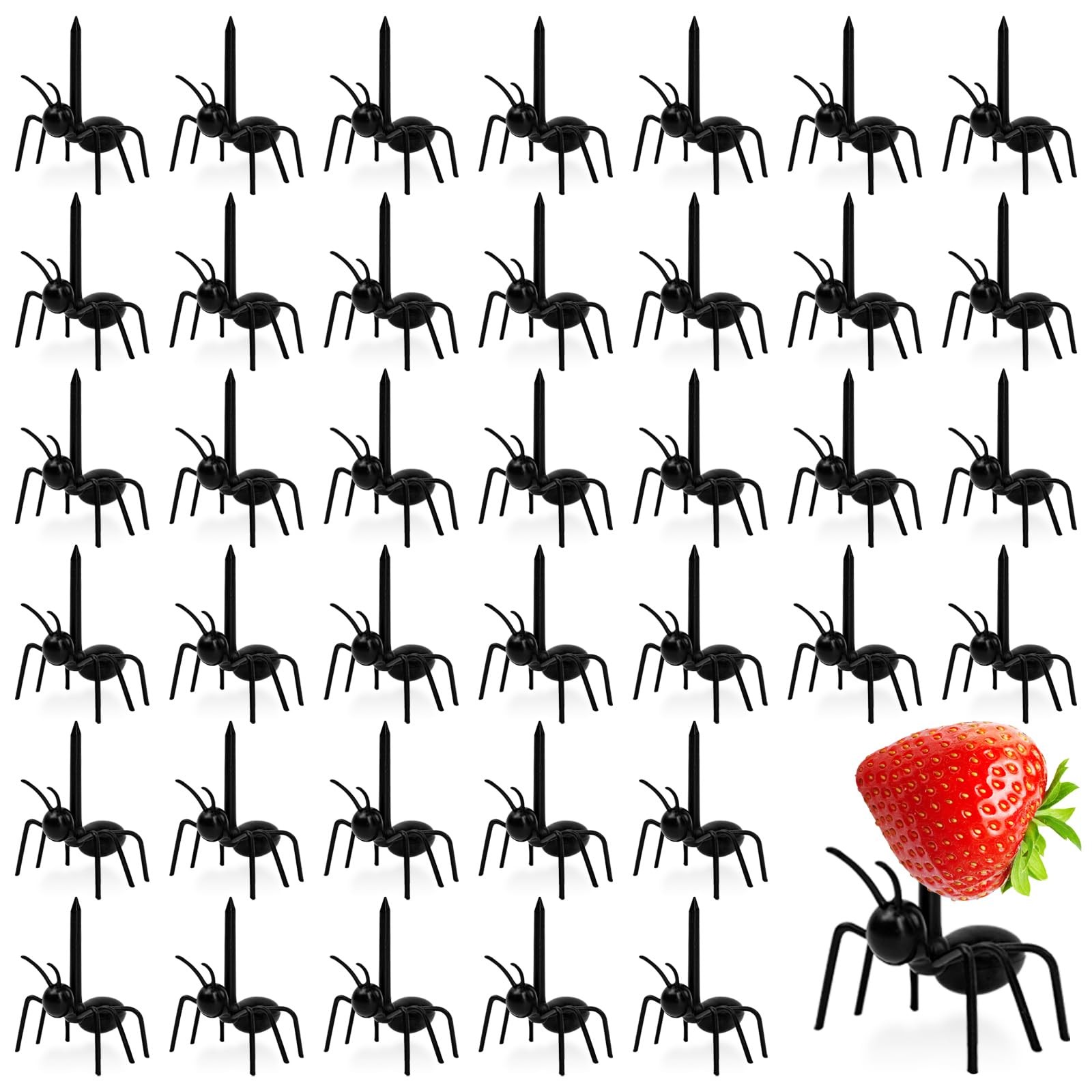 48 Pcs Ant Toothpicks, Reusable Plastic Toothpicks for Cake Snack Fruit Decor…