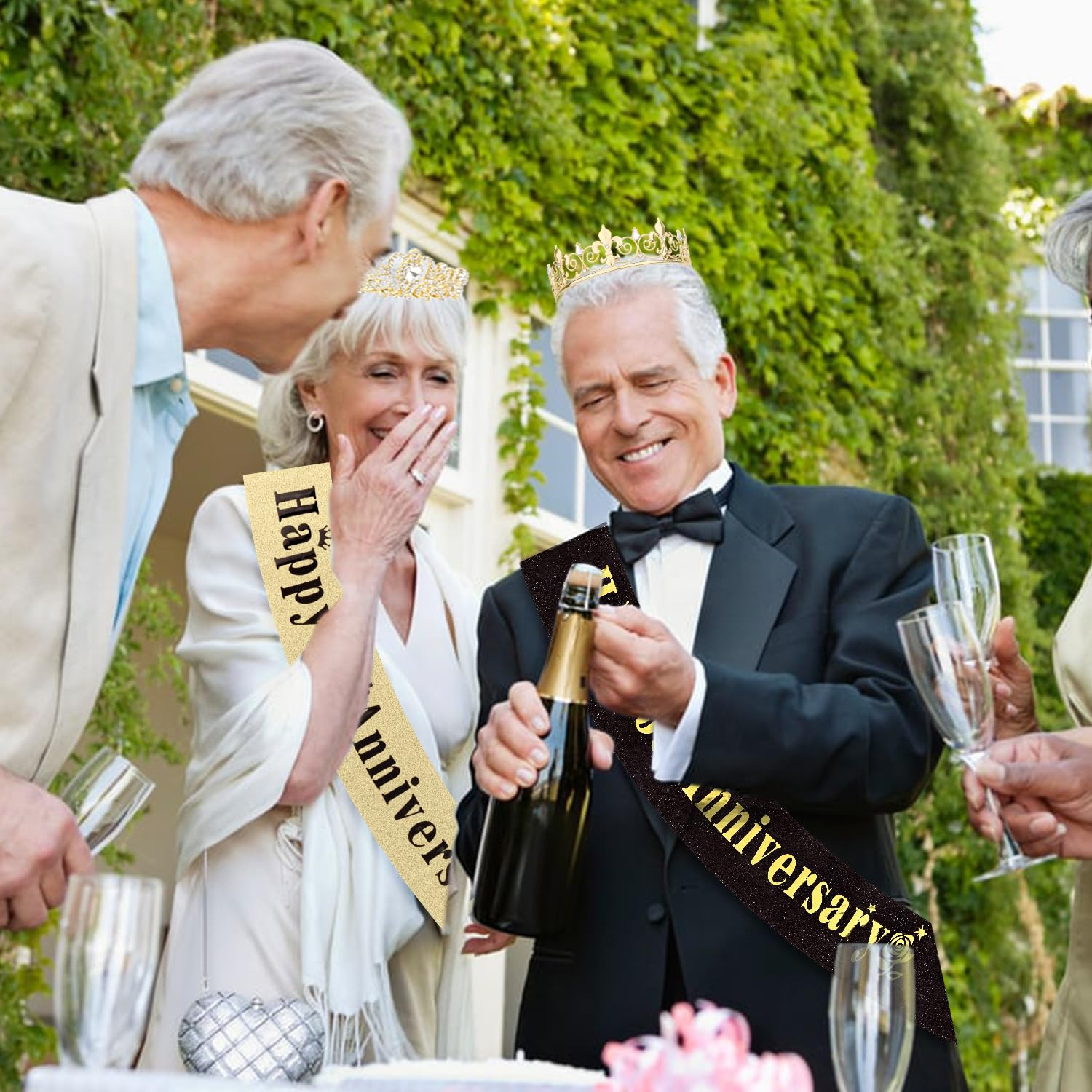 50Th Anniversary Decorations Gold Crown and Glitter Sash Set 50Th Wedding Annive
