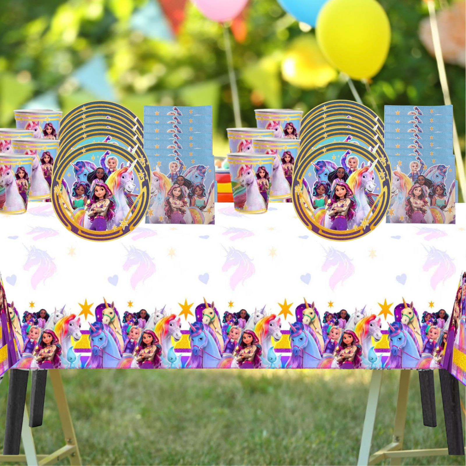 UNICORN ACADEMY PARTY SUPPLIES BIRTHDAY DECORATION BALLOON TABLEWARE SWIRL