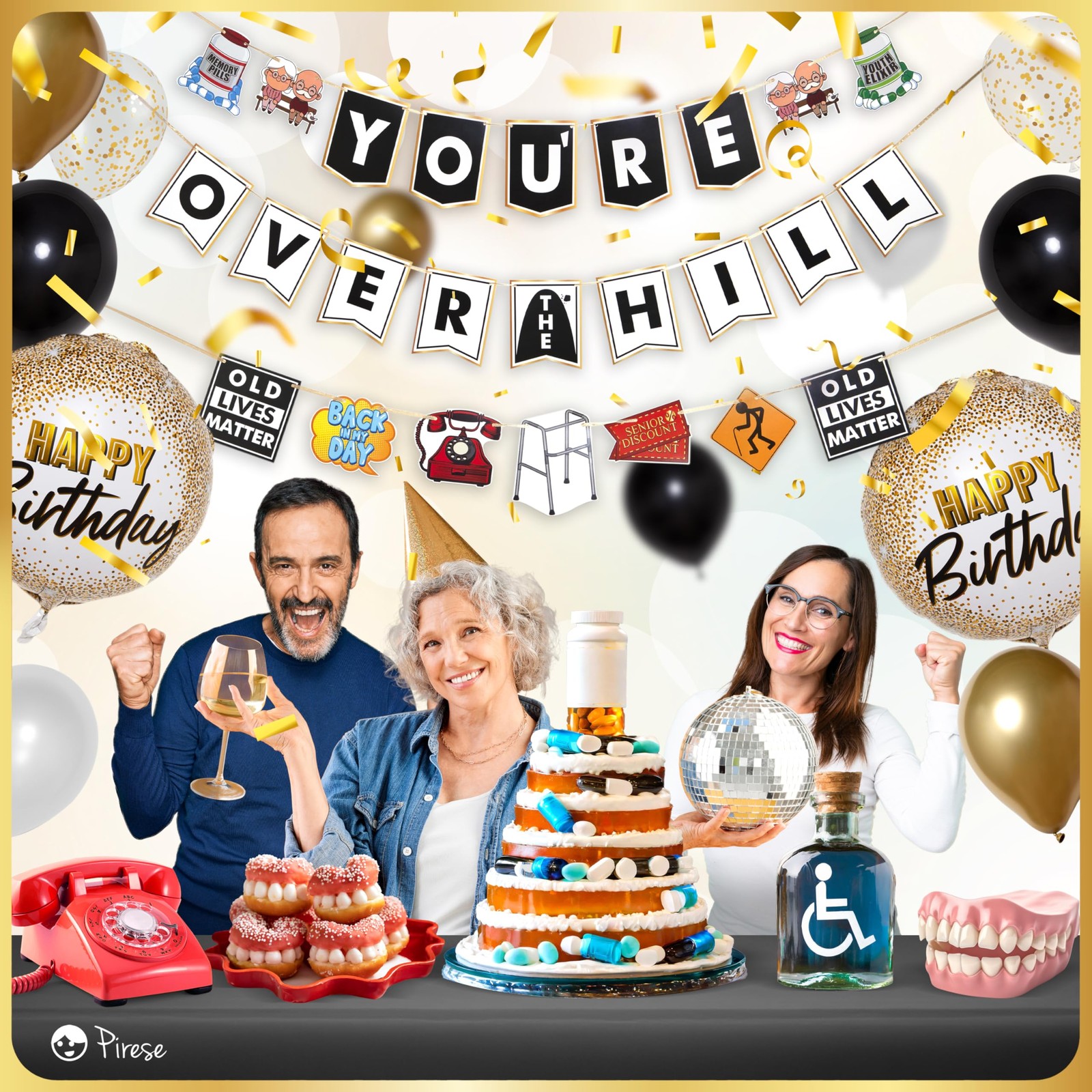 Pirese Over The Hill Birthday Decorations, Over The Hill Decorations Funny 50…