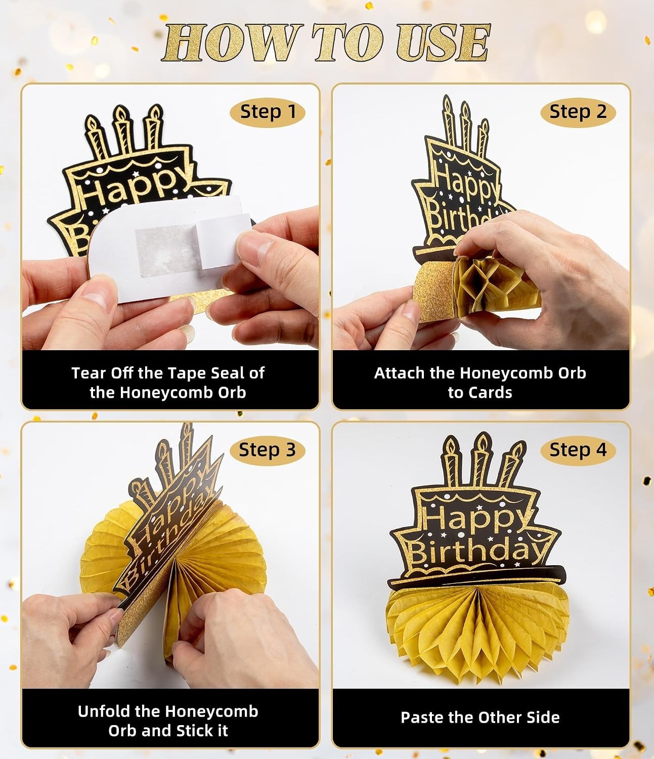Retro 50th Birthday Decor – 9 Honeycomb & Cardboard Pieces – Easy Assembly