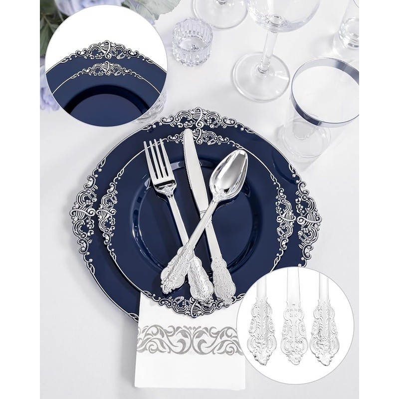 Elegant Disposable Plastic Plates Parties Weddings Holidays Picnic Supplies New