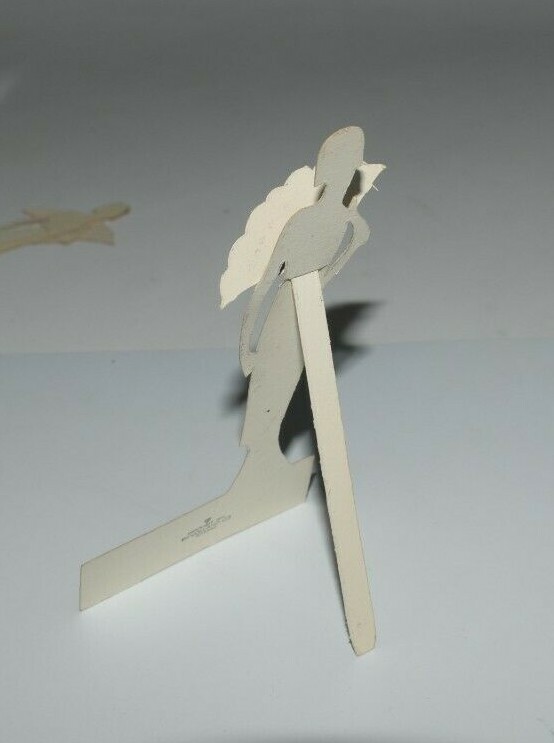 Vintage Art Deco Place Card Figure Stylized Exotic Women & Fans Asian 1920