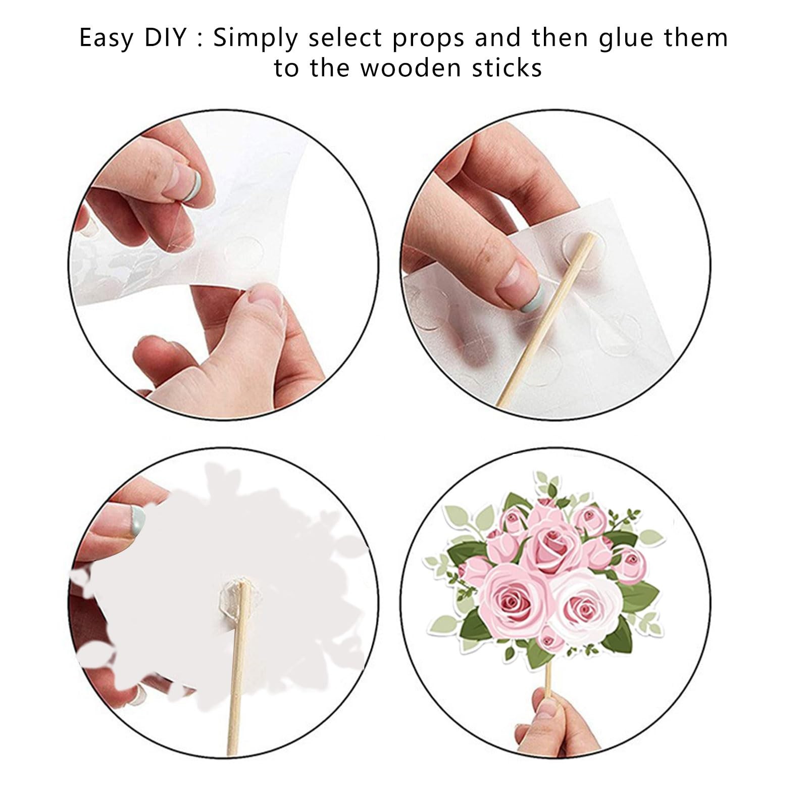 Wedding Photo Booth Props 23 Pcs Rose Gold for Bachelorette Party