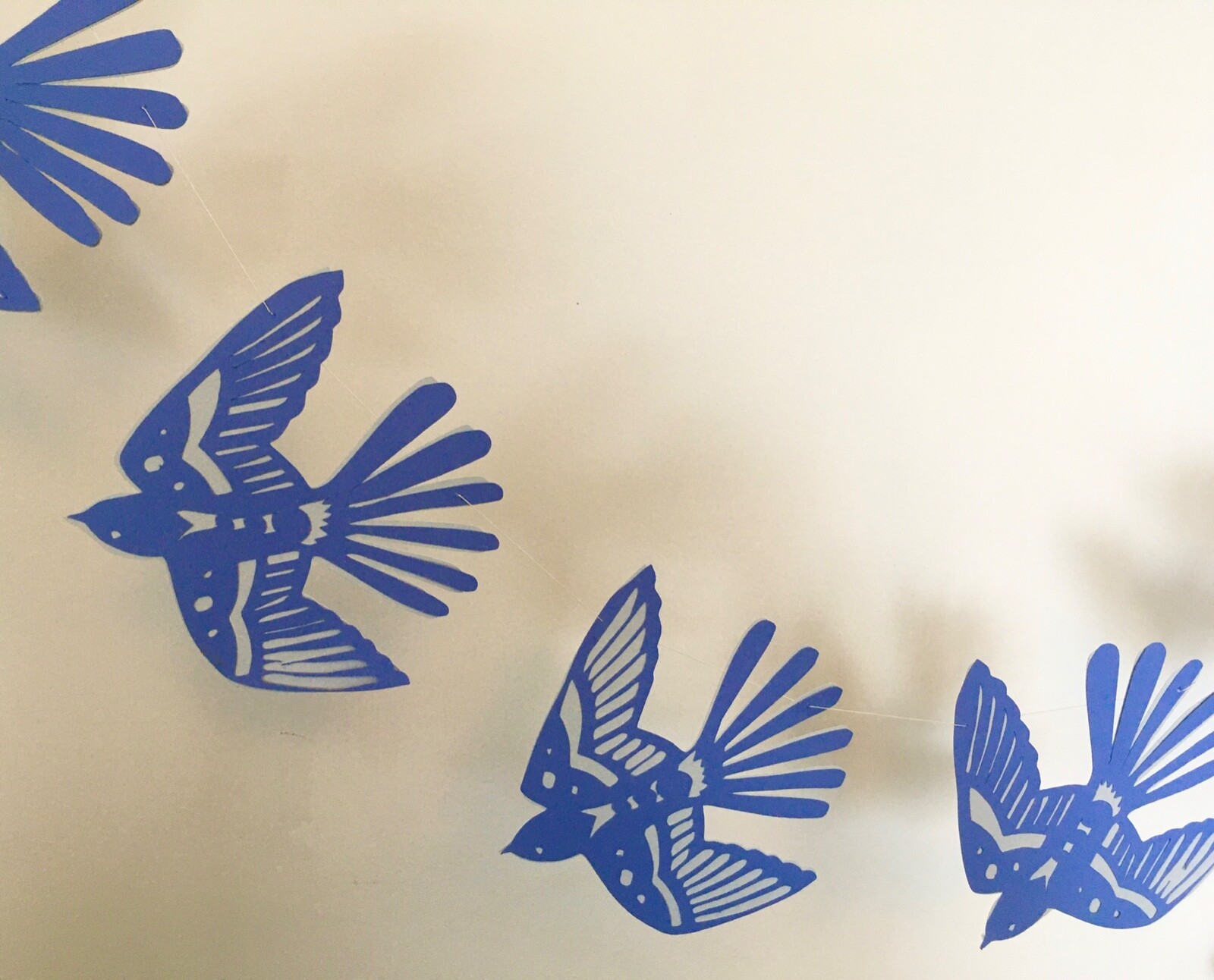 swallow garland, paper birds bunting, blue bird garland, bird hanging decoration