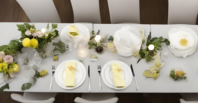 INFEI Solid Color Linen Blended Thin Dinner Cloth Napkins – Set of 12 (40 x 40 c