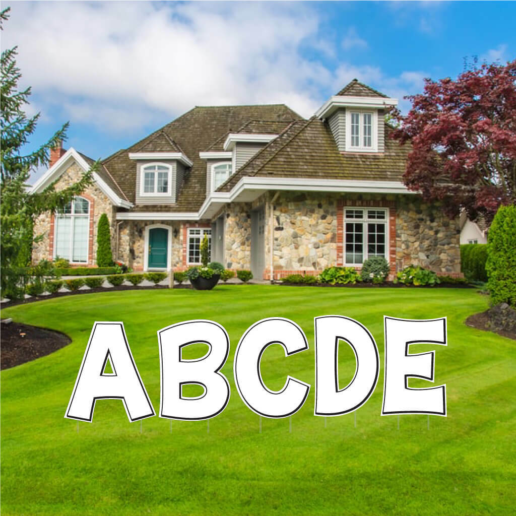 Alphabet Yard Letters, Solid Color with Outline 18″ KG, 26 pcs, Stakes Included