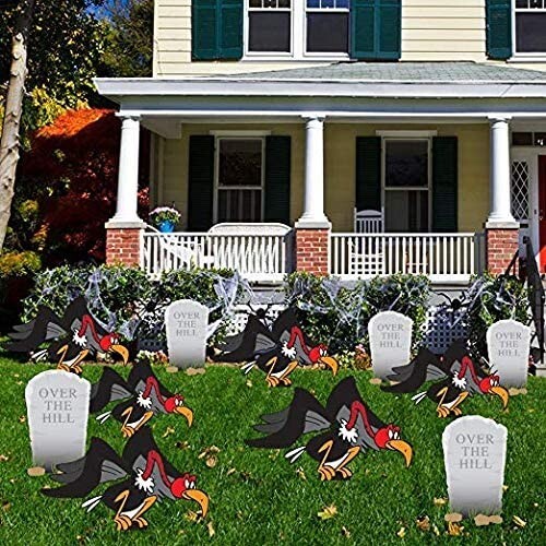 Over The Hill Birthday Yard Signs Tombstones and Buzzards Funny Bday Signs 11pcs