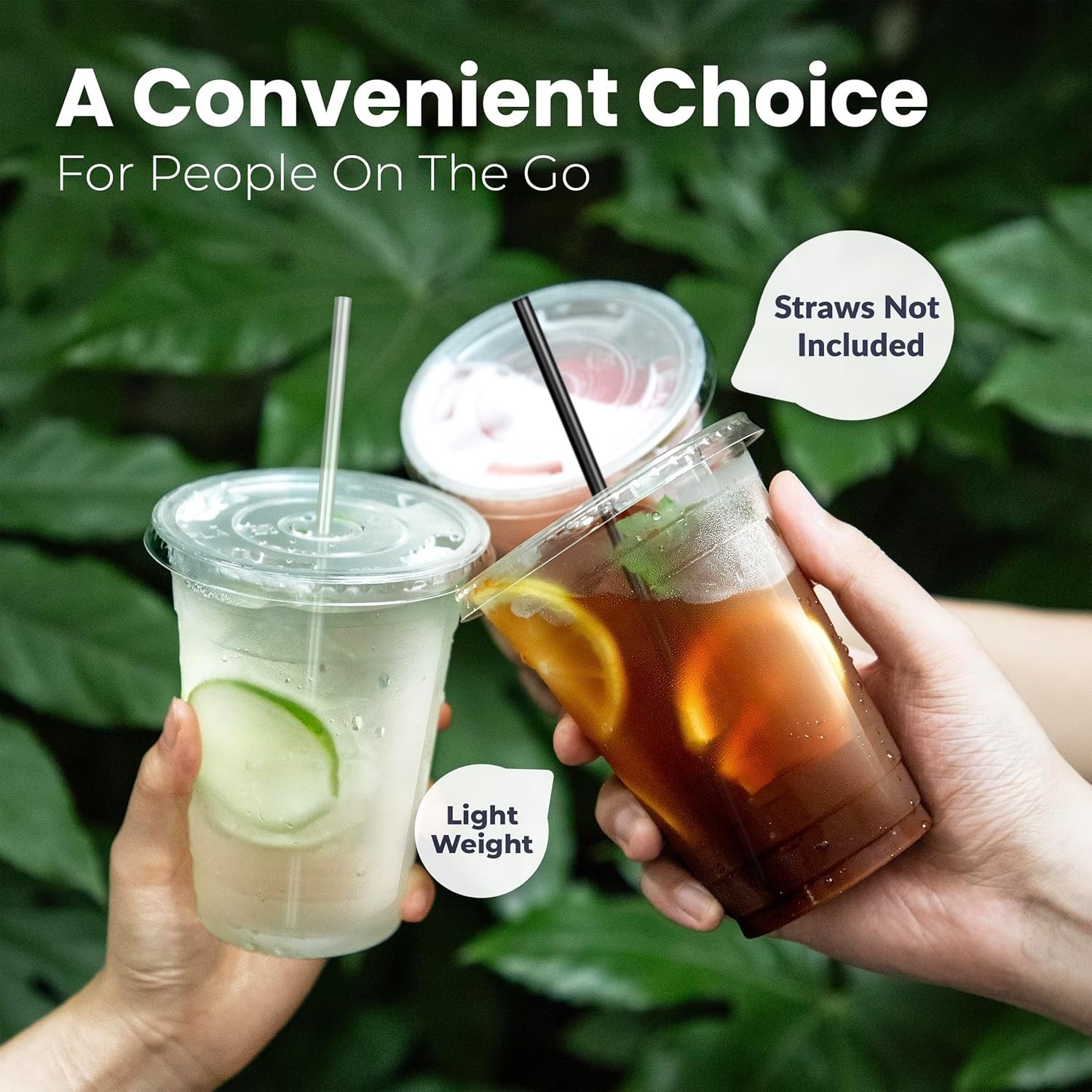 Reusable 32 oz Clear Plastic Cups with Lids, 300 Pack
