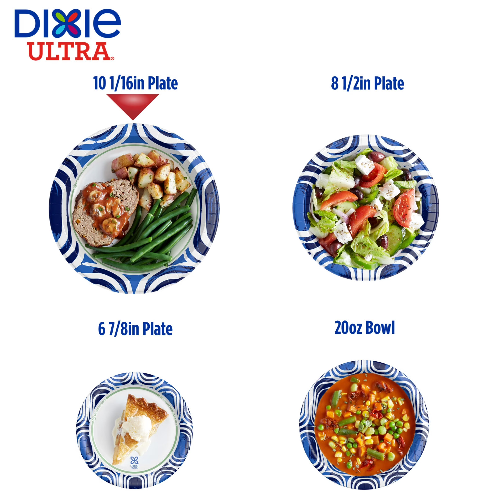 Dixie Ultra Disposable Paper Plates, 10″, Multi-Color, 100 Count
