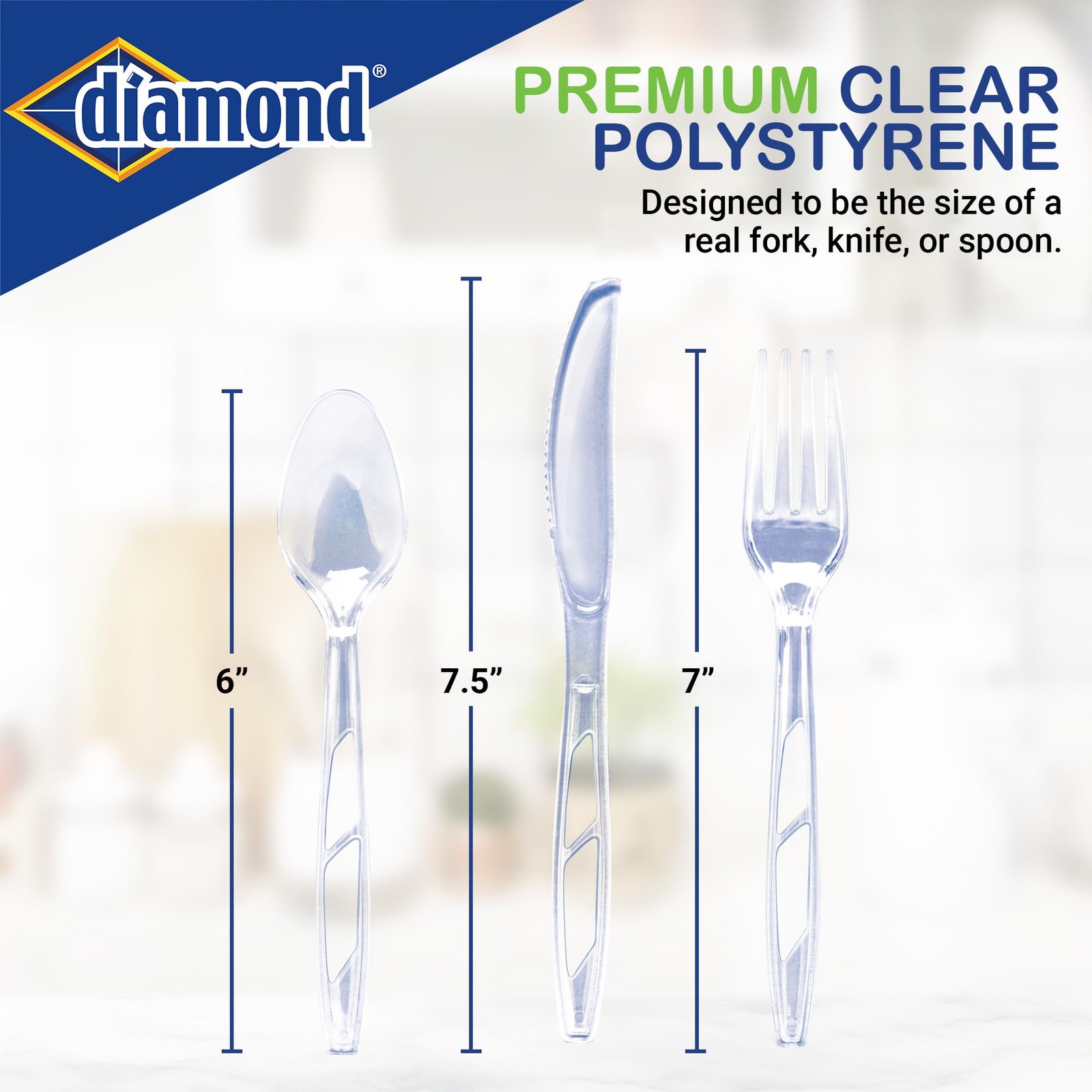 Diamond 288 Count All Occasion Clear Disposable Cutlery Set – 96 Forks Knives