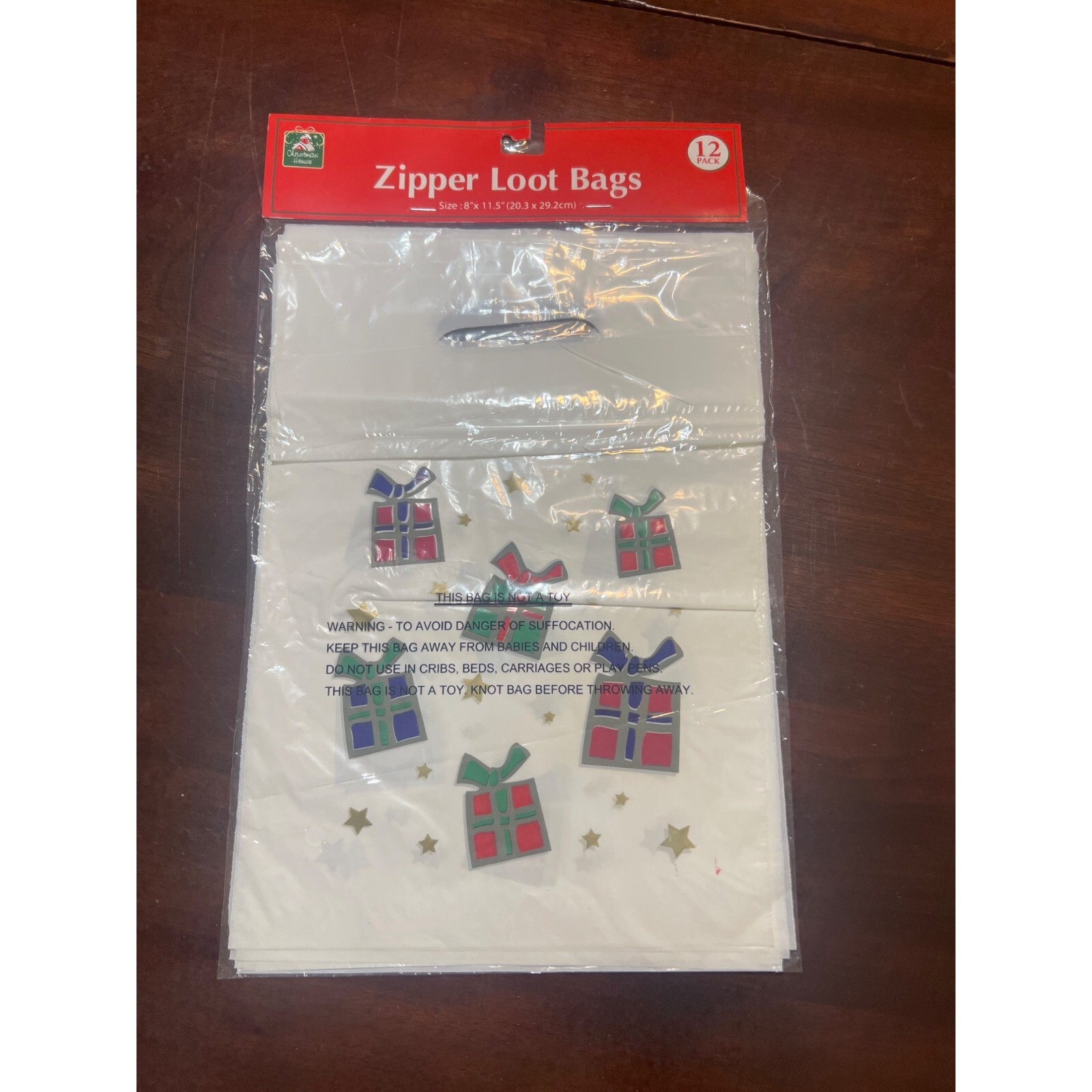 Christmas House Zipper Loot Bags Treat Bags 12 Pack 8″ x 11.5″ Presents NEW