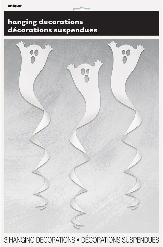 Unique – 90cm Hanging Spiral Ghost Halloween Decorations, Pack of 3