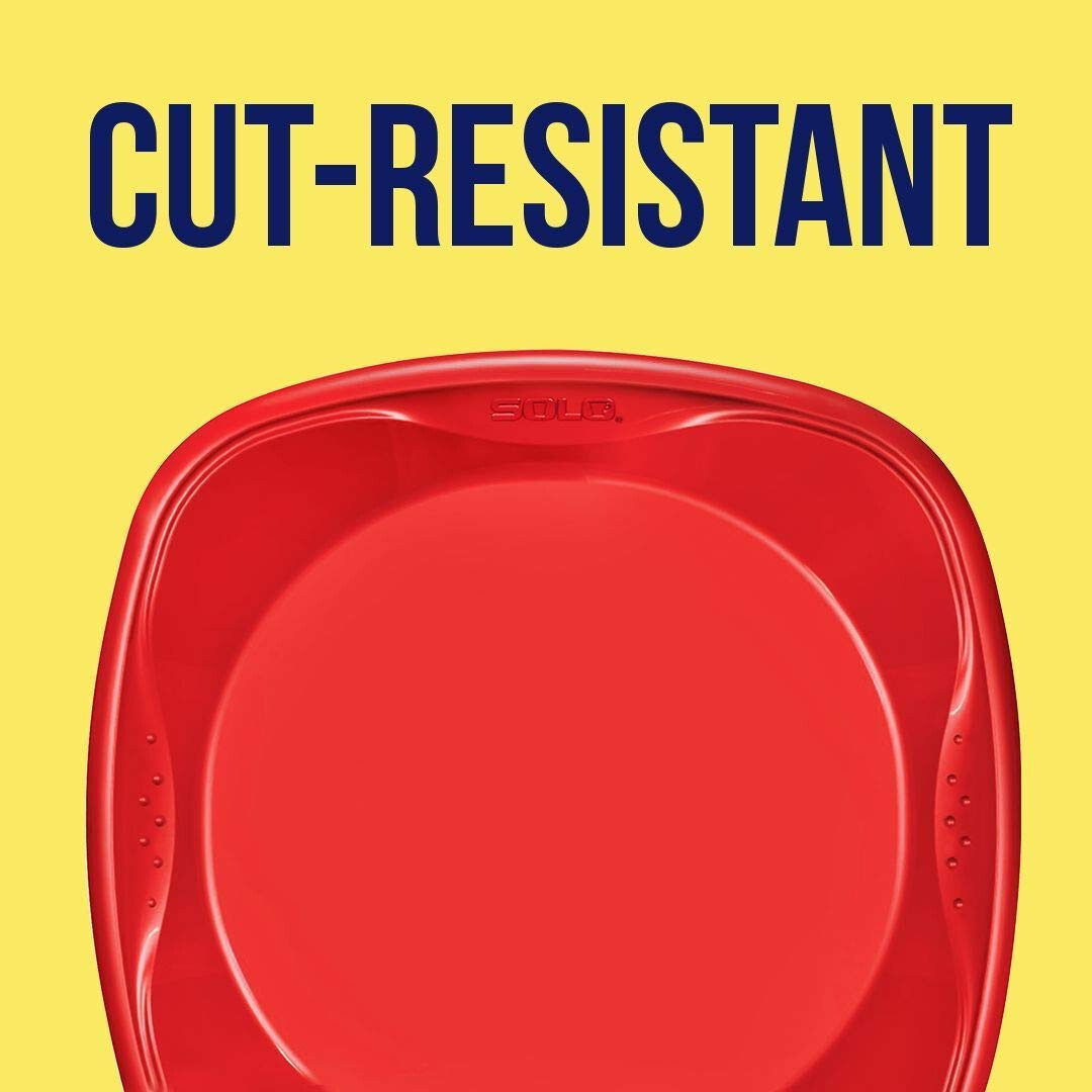 SOLO Squared Plastic Plates Red 10.25″ Quantity 120 Deep Dish with Grip Dimples