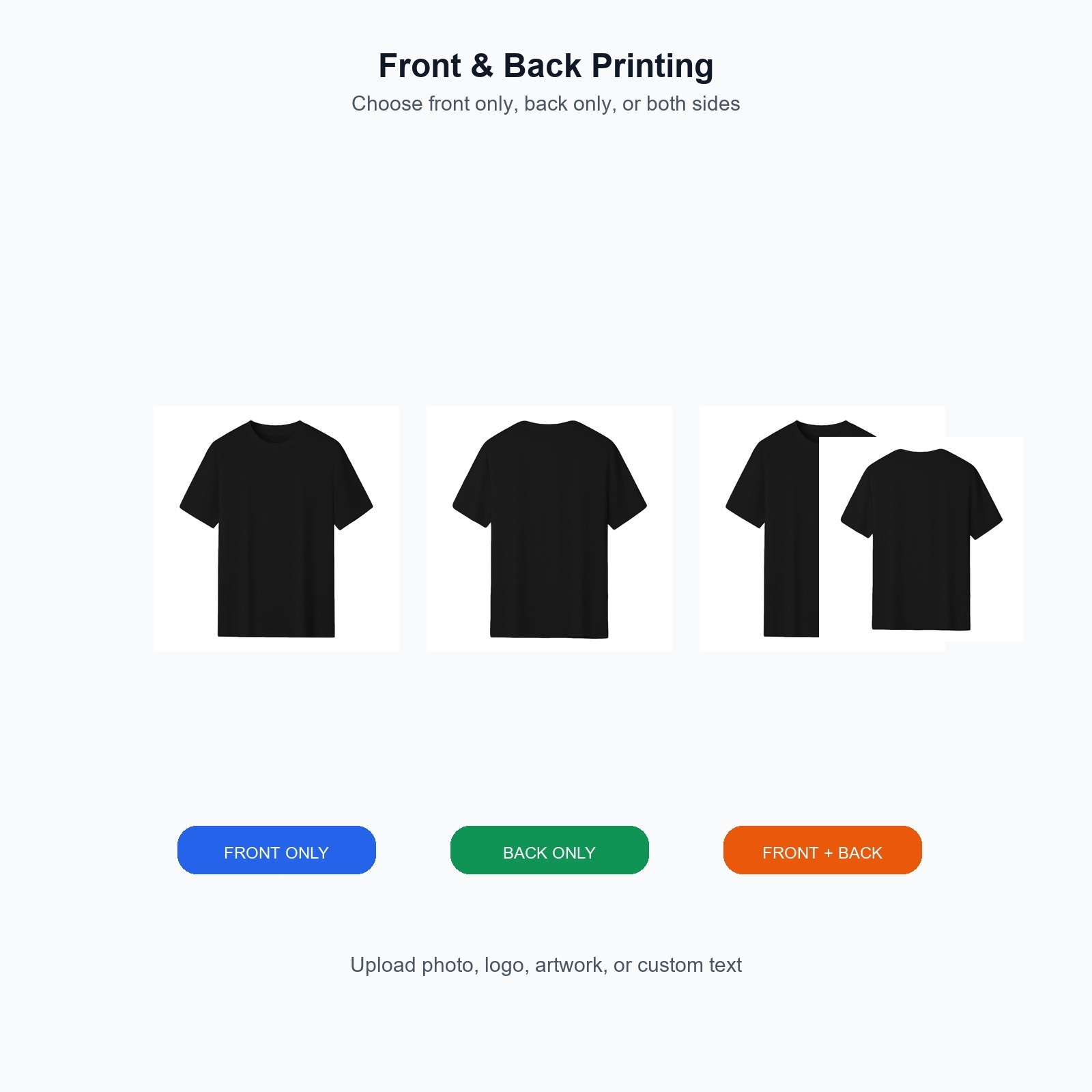 Custom Team Event T-Shirt Upload Logo Text Photo Front Back Cotton Tee