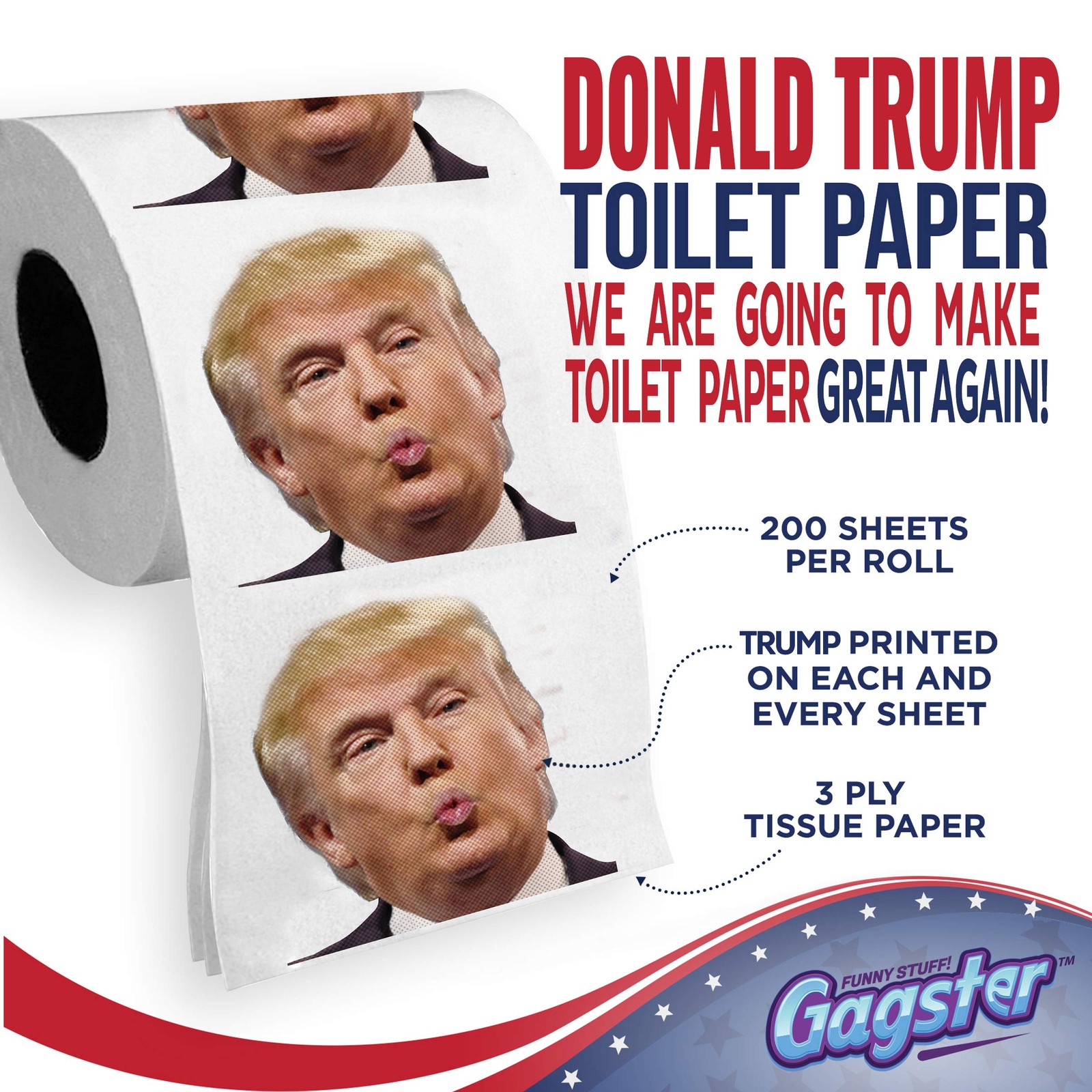 Trump Political Toilet Paper Roll by Gagster 1 Count (Pack of 1), Pout