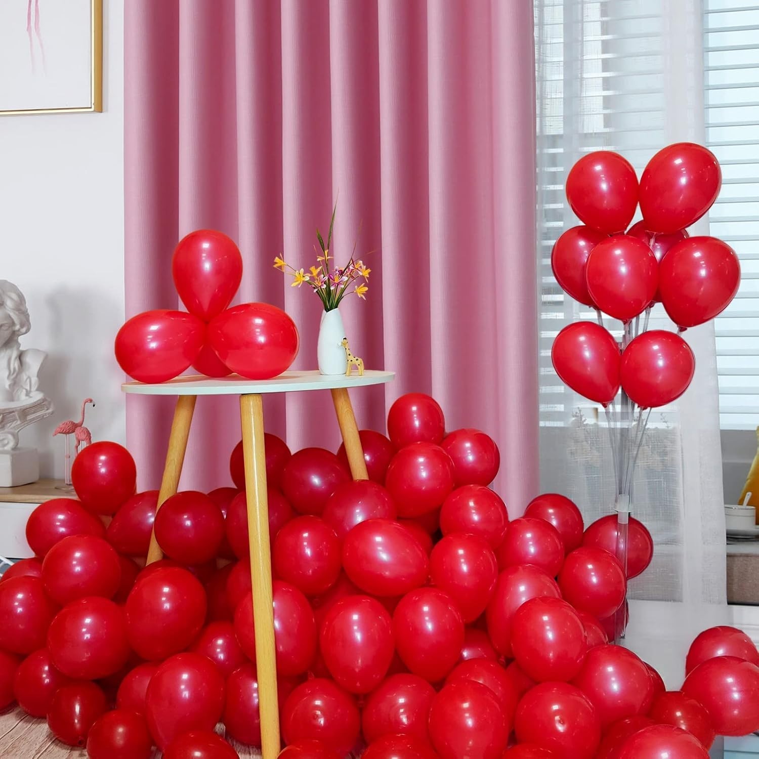 1000 Red 5″ Latex Balloons w Ribbon String Party Wedding Decor Bulk Lot