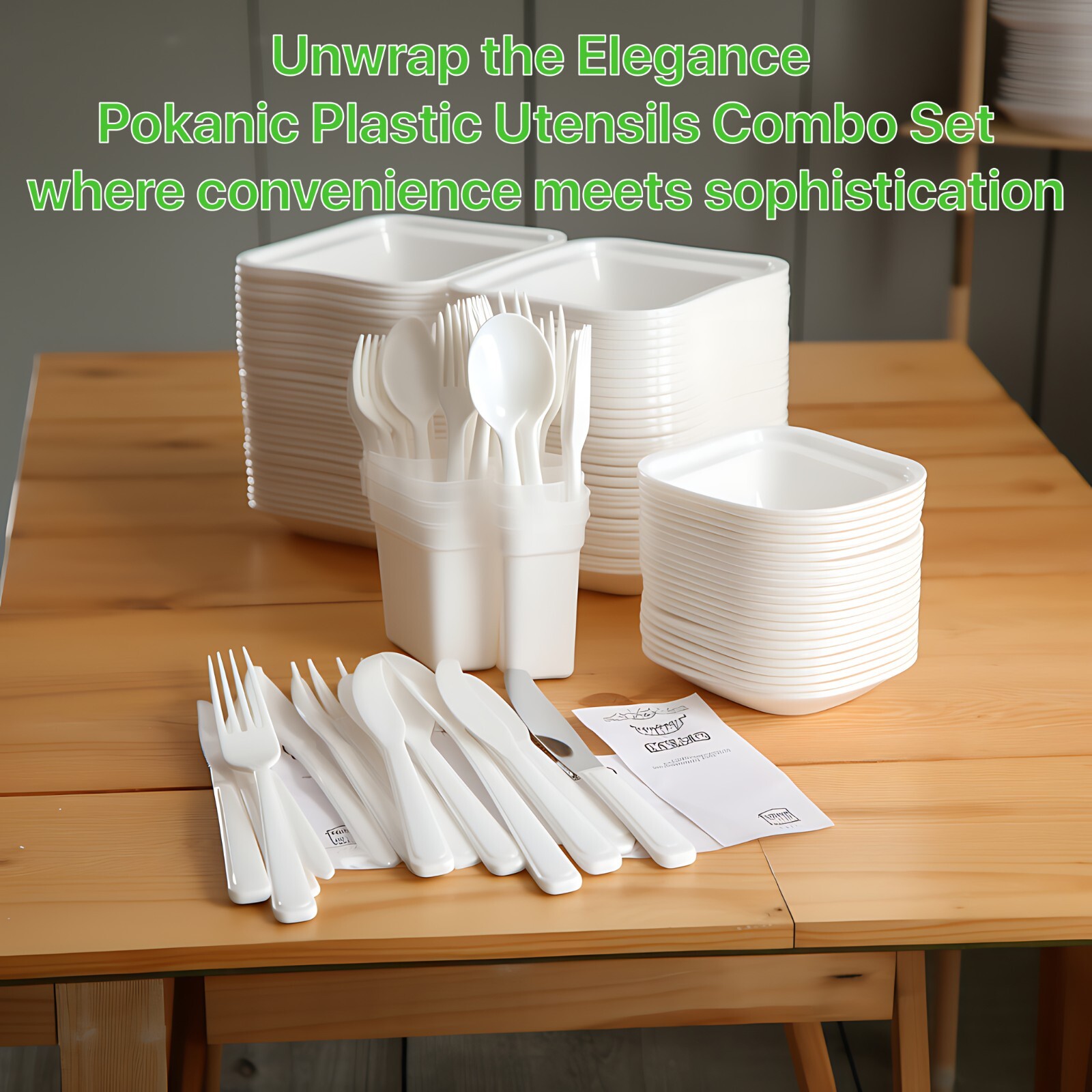 Utensil Plastic Disposable Cutlery Pack Fork Spoon Knife Napkin Salt Pepper Pack