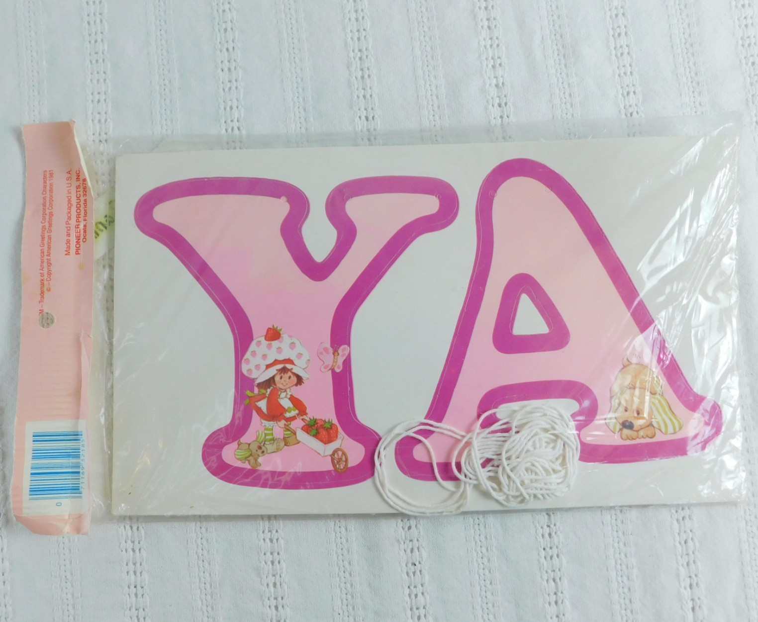 Strawberry Shortcake Birthday Banner Vintage 1981, Cardboard Punchout, NOS