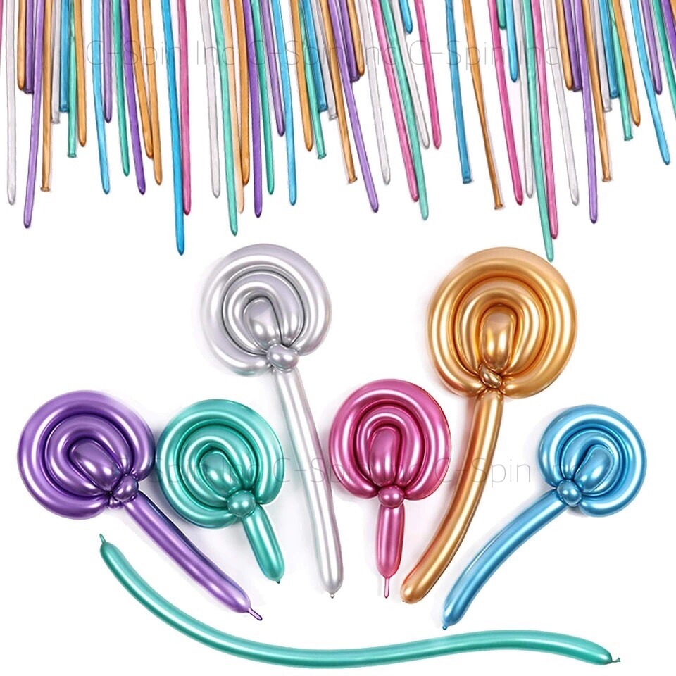 Animal Flower Party Twist Latex Tying Magic Long Balloons Metallic Gold Silver