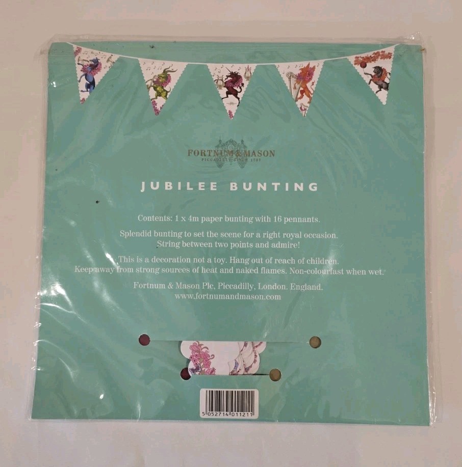 Fortnum & Mason Queens Diamond Jubilee Bunting Paper Ribbon Pennant Banner Flags