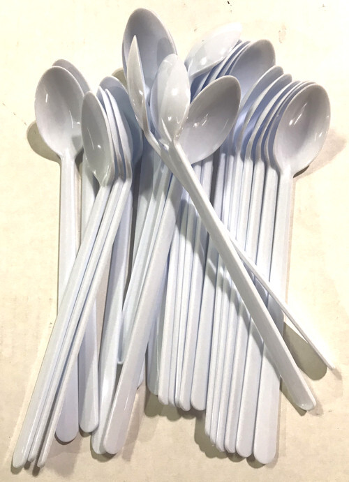 8” White Long Heavy Duty Soda Milkshake Iced Tea Spoons Disposable 25pcs #SPN2