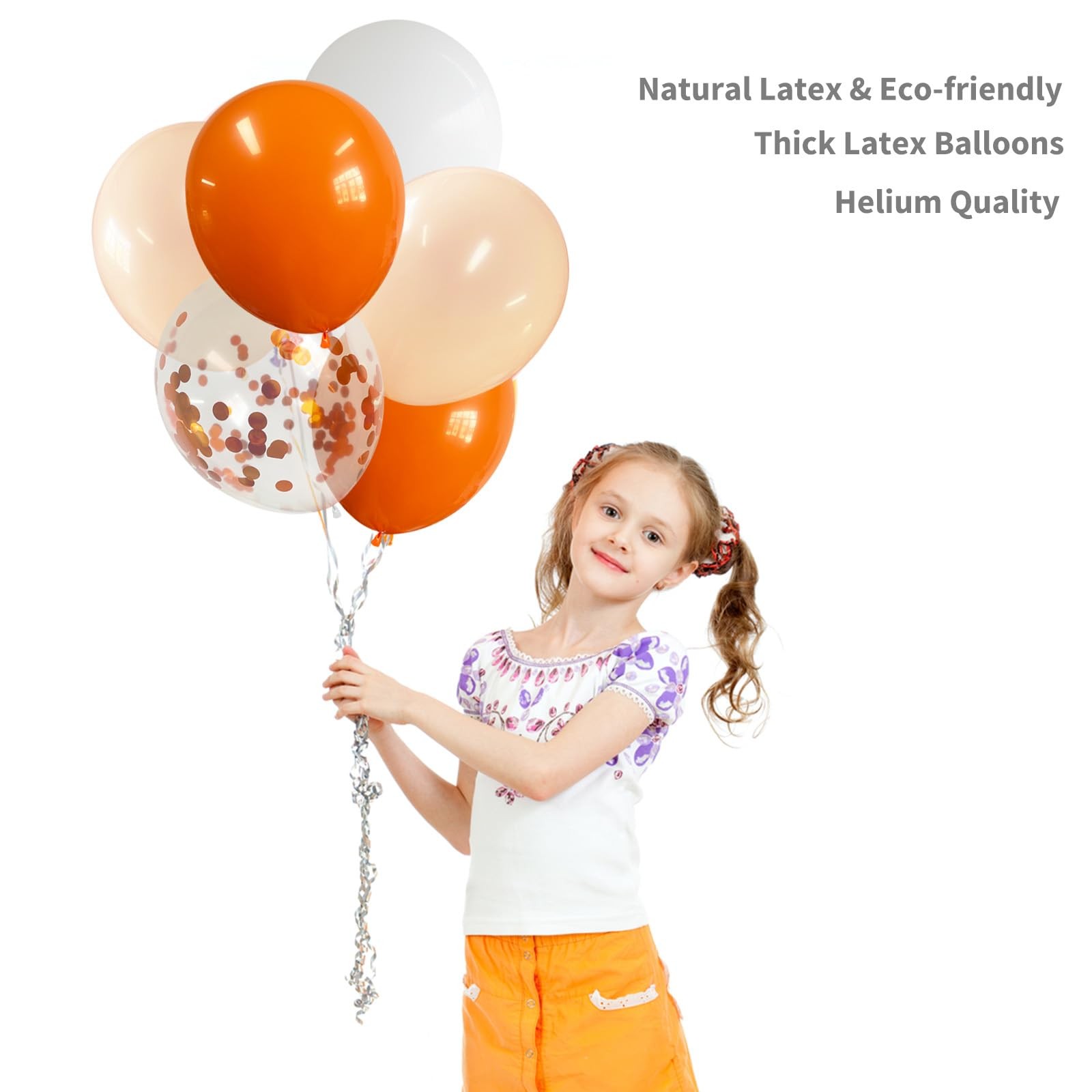 Orange Latex Balloons Party Decorations 12 Inch 50 Pcs White Matte Burnt Pastel