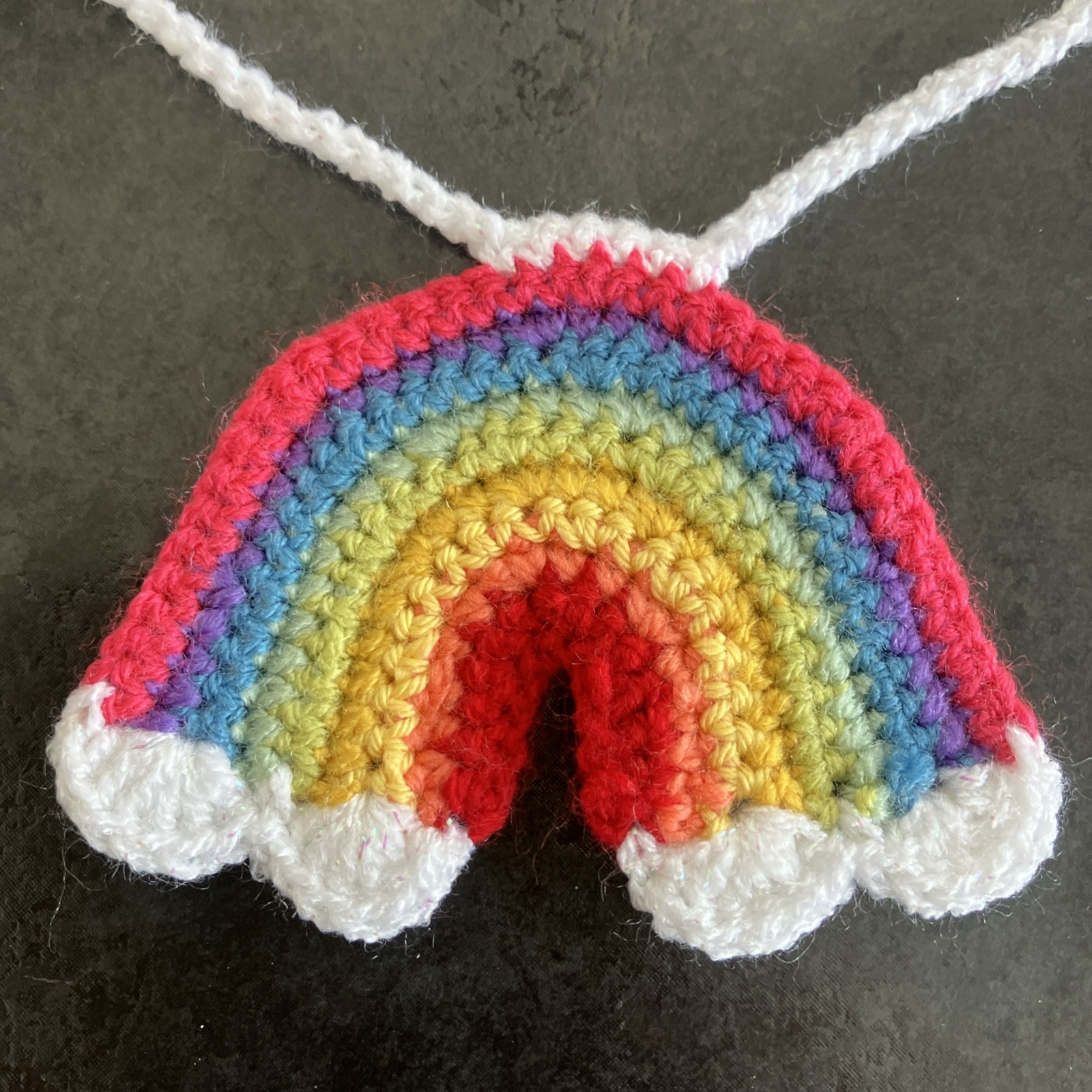 🌈 NEW Hand Crochet Rainbows Bunting Window Camper BIRTHDAY Gift 50 inches