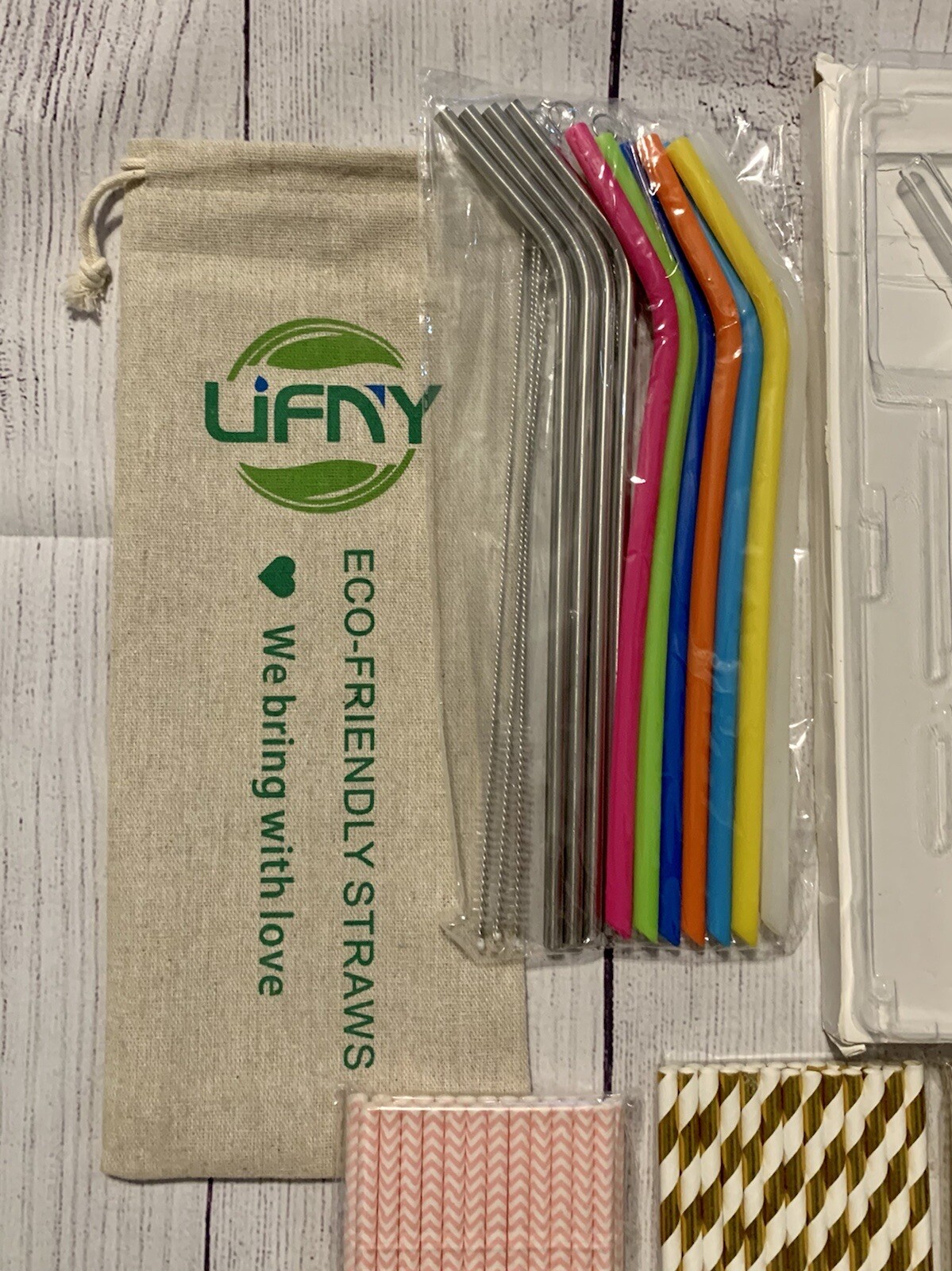 New Reusable Drinking Straws Lot Travel Washable Colored Clear Lot