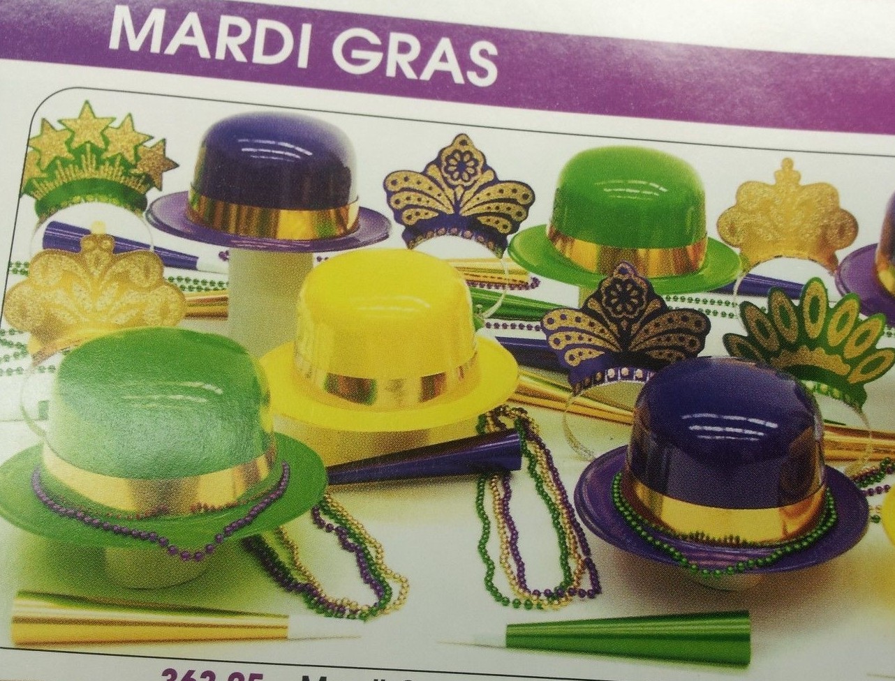 FESTIVE PARTY/EVENT KIT BEADS/HATS/TIARAS/MARDI GRAS (ASSORTMENT FOR 10 PEOPLE)