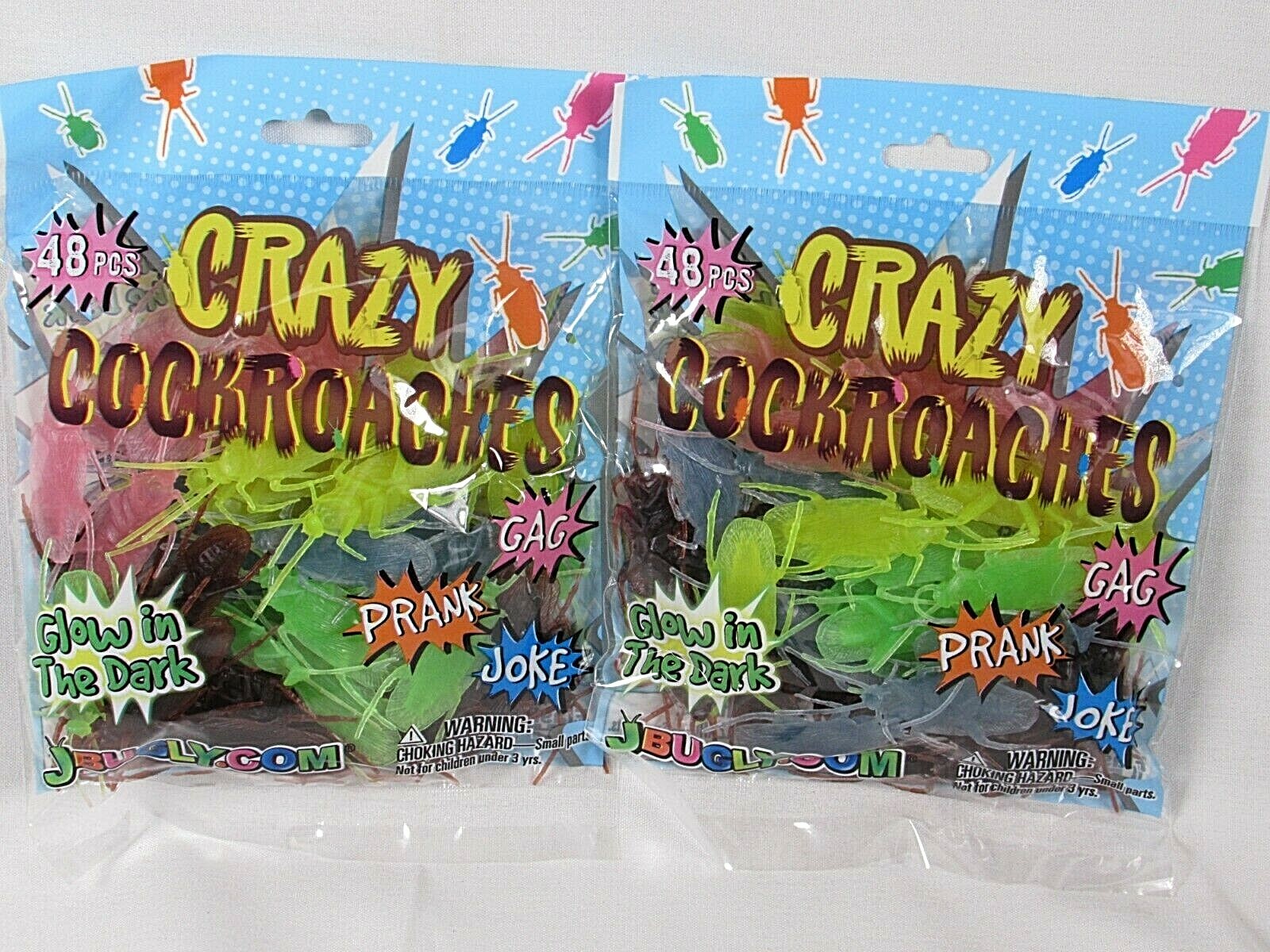 96 GLOW IN THE DARK Prank Cockroaches Realistic Plastic Fake Bugs Gag Toy Joke