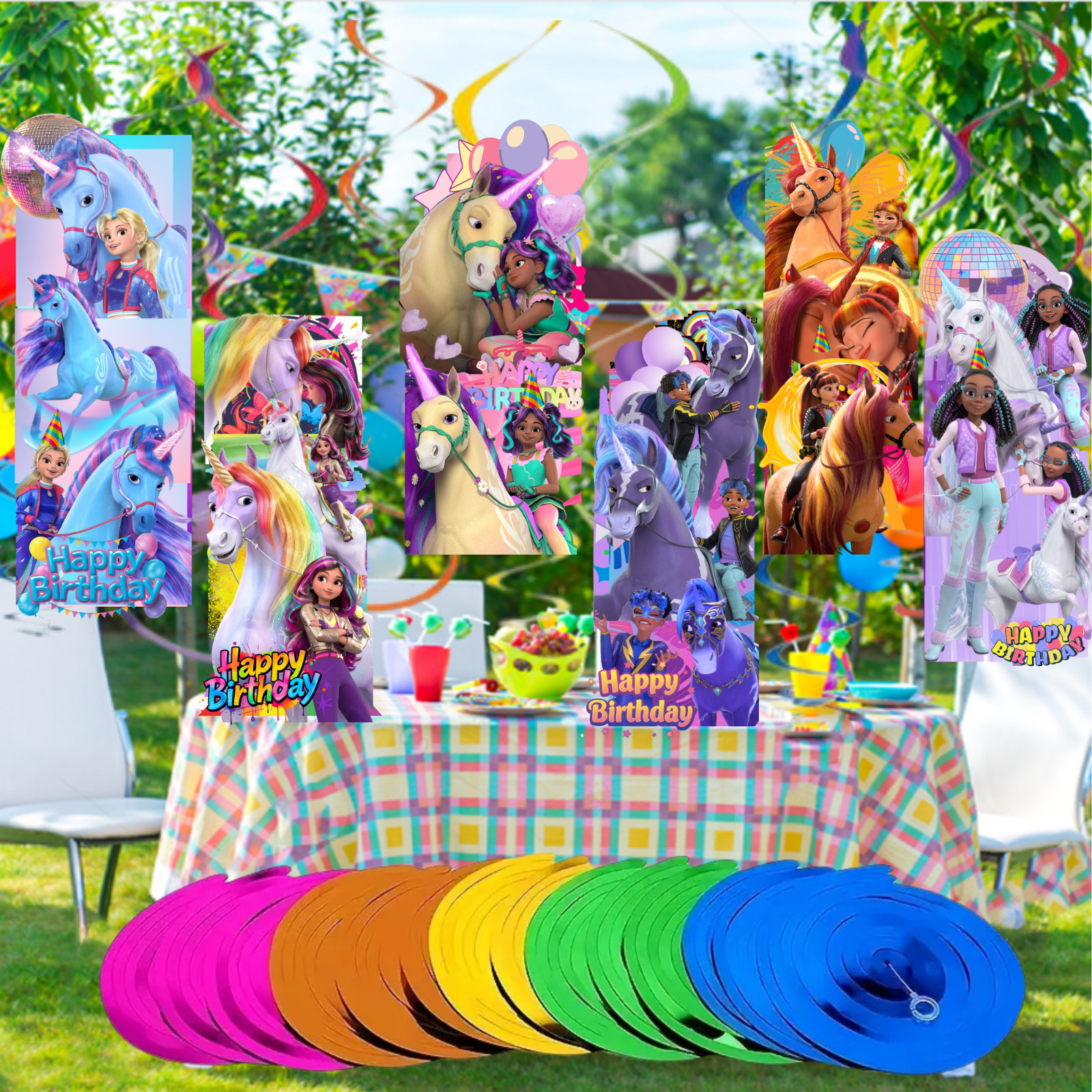 UNICORN ACADEMY PARTY SUPPLIES BIRTHDAY DECORATION BALLOON TABLEWARE SWIRL