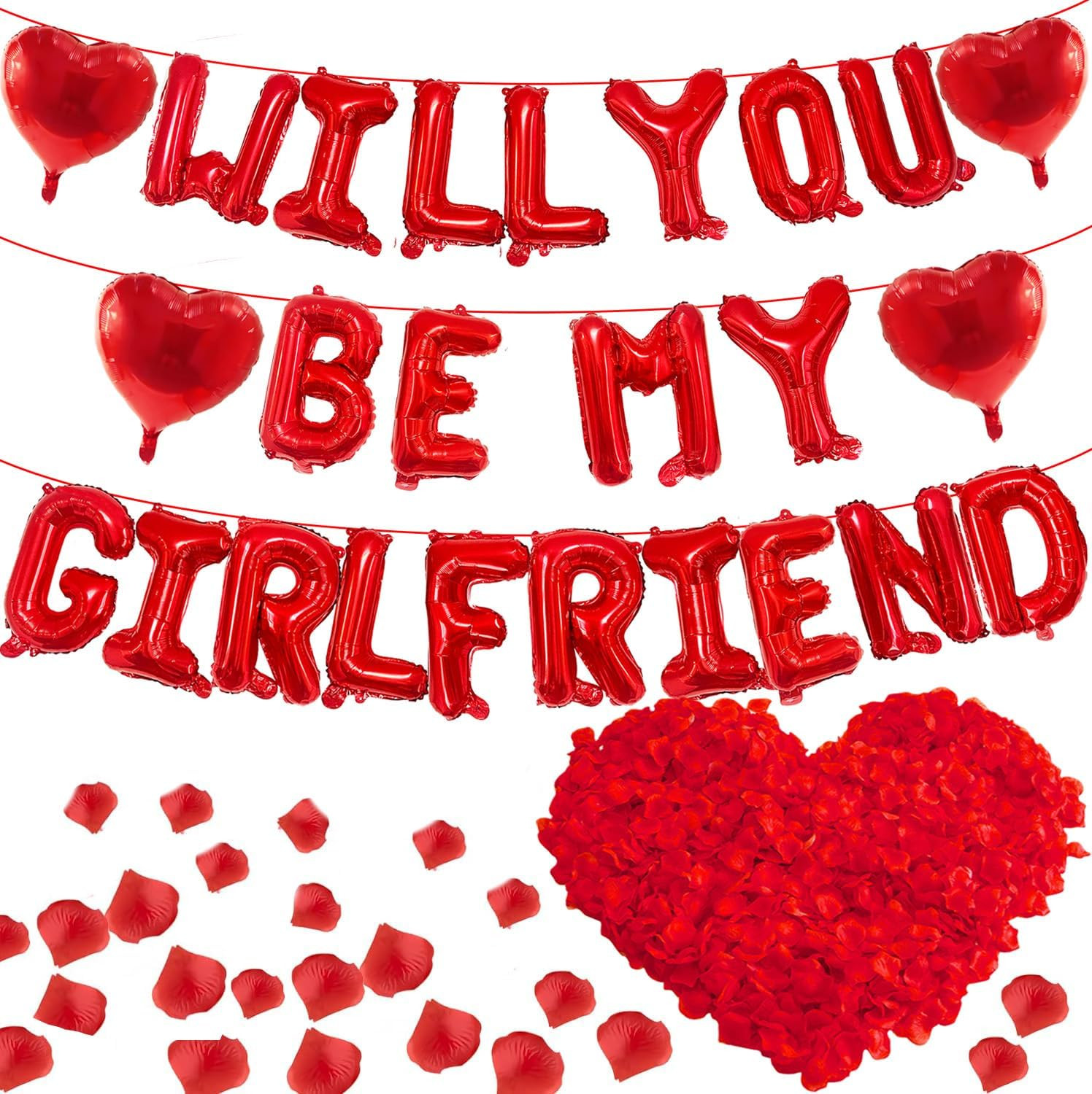 16 Inches Red ‘WILL YOU BE MY GIRLFRIEND’ Proposal Letter Balloons with Heart-Sh