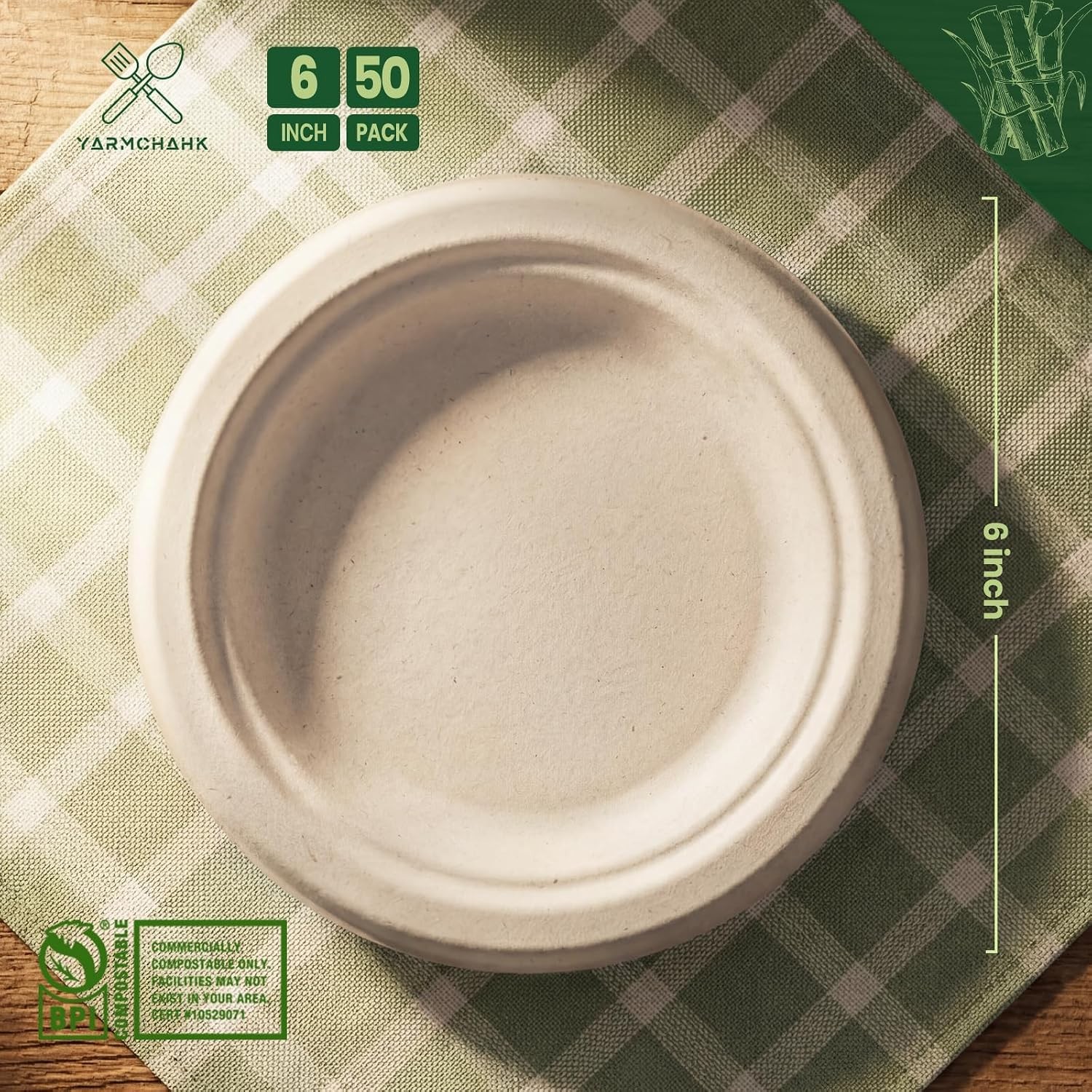 Disposable Paper Plates, 6 inch Heavy Duty Paper Plate, Soak and Cut Proof,