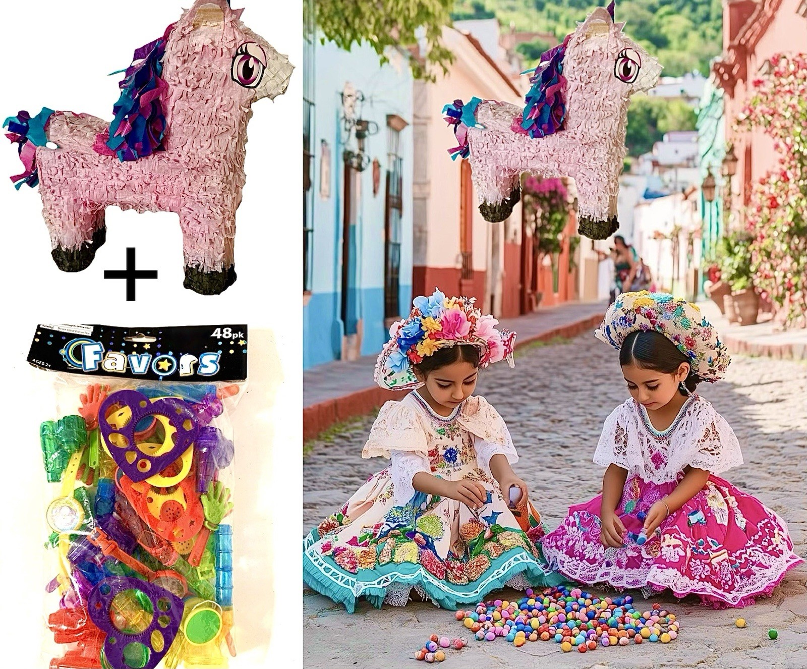 NEW Unicorn Pinata AND 48pc Filler Toys Birthday Party Supplies Game Fiesta LOT