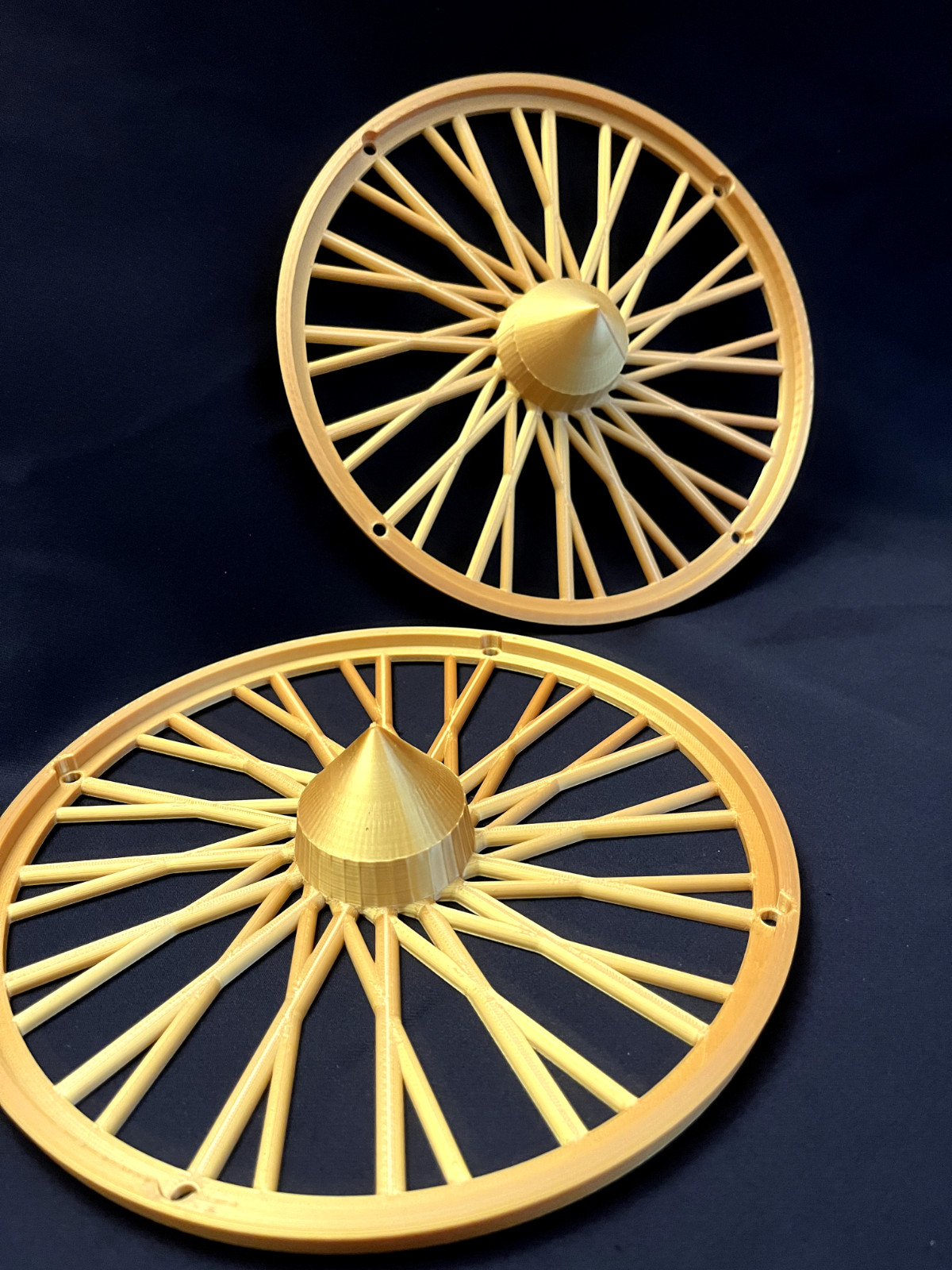 3D Printed Dayton Spoke Trash Can Rims Wheel Covers Whitewall Gold or Silver Set