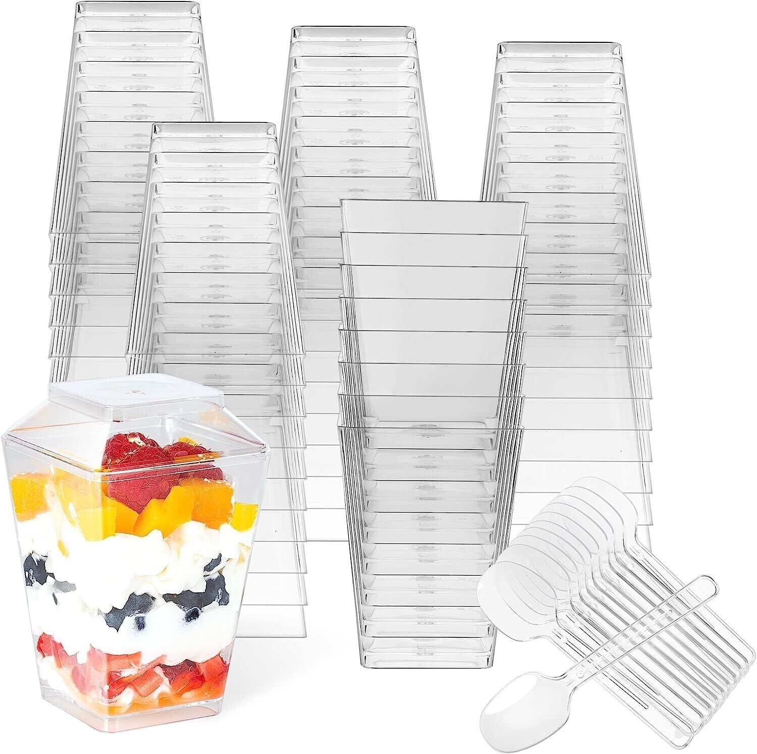 HawHawToys Dessert Cups, 60 Pack 5.4oz Appetizer Cups Parfait Cups Clear Plastic