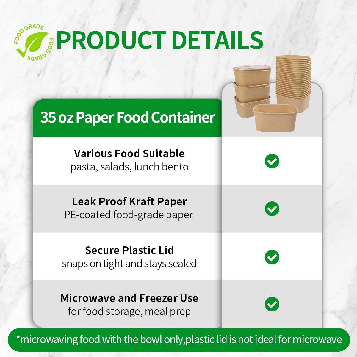 35 oz Disposable Meal Prep Containers with Lids 50 Pack